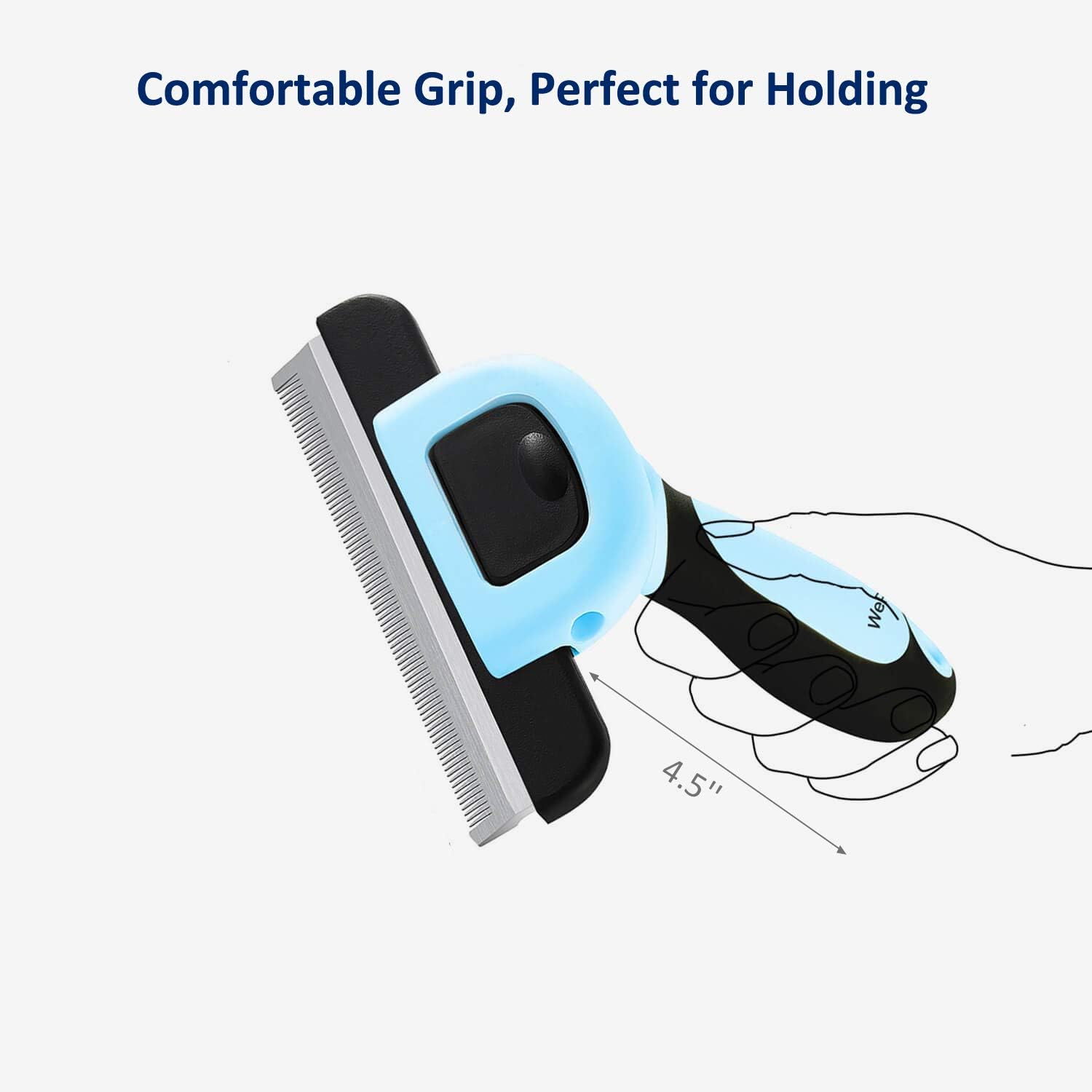 Cat Dog Shedding Tool, Pet Deshedding Brh, Professional Grooming for Short Medium Long Hair Cats and Dogs, Effectively Reduce Shedding by Up to 95%, Light Blue & Black
