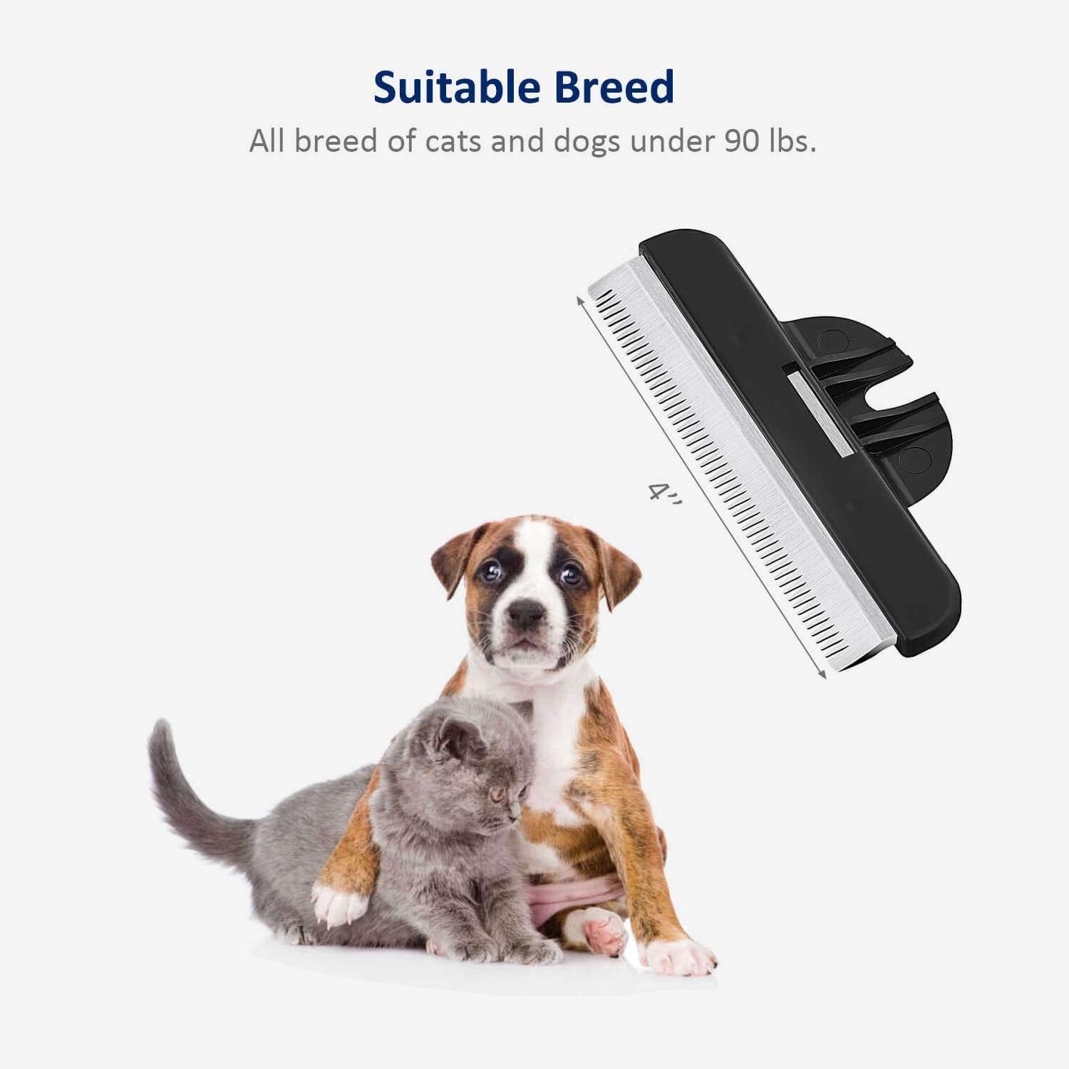 Cat Dog Shedding Tool, Pet Deshedding Brh, Professional Grooming for Short Medium Long Hair Cats and Dogs, Effectively Reduce Shedding by Up to 95%, Light Blue & Black