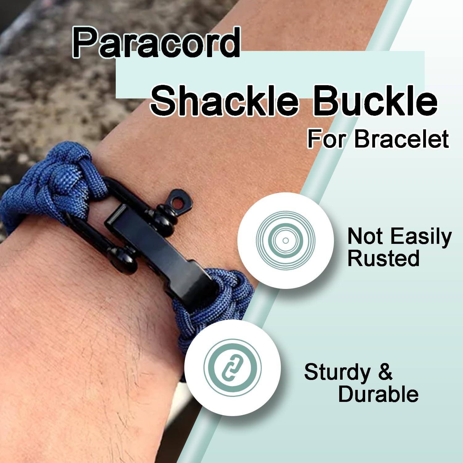 CooBigo 4pcs Paracord Bracelet Shackle Buckle, Metal Survival Bracelet Bow Anchor + D Ring Shackle Clasp Adjustable Screw Pin, Paracord Cord Rope Type III 7 Strand Parachute 550 Cord Bracelet