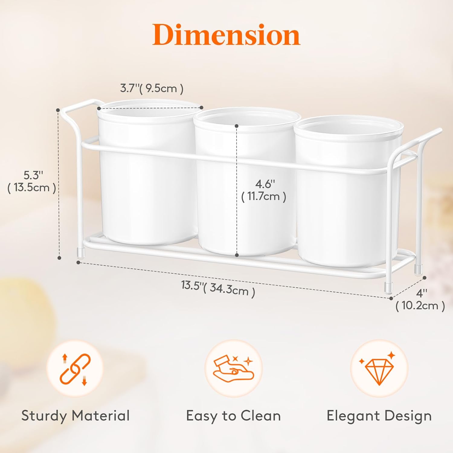 Plastic Silverware Caddy with Metal Rack, Utensil Holder for Party, Cutlery Flatware Organizer for Kitchen Countertop, Forks Spoons Knives Storage for Picnic Camping Outdoor Buffet, White
