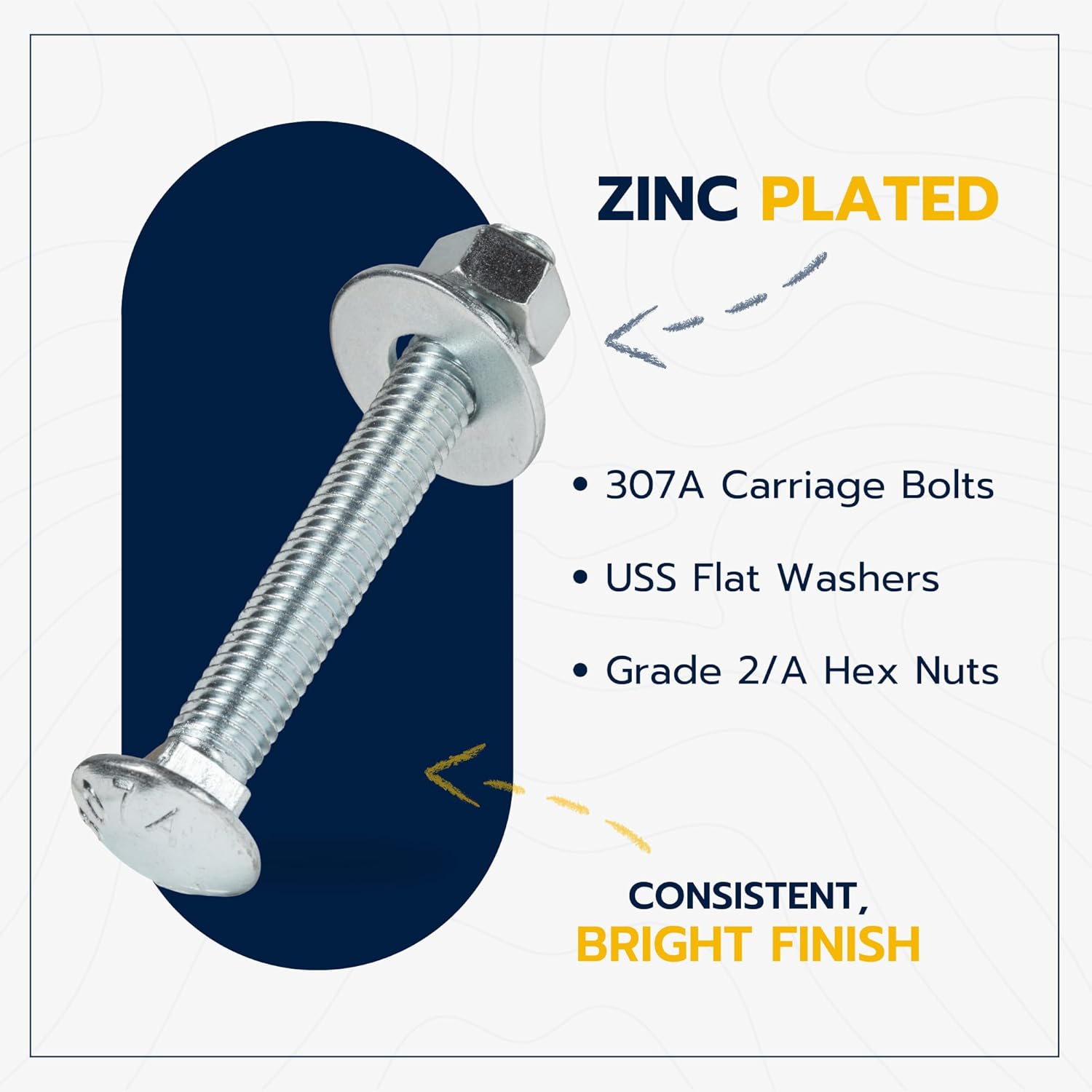 1/2" x 4" (25 Pack) Zinc Carriage Bolt Kit, Grade 307A by Makers Bolt