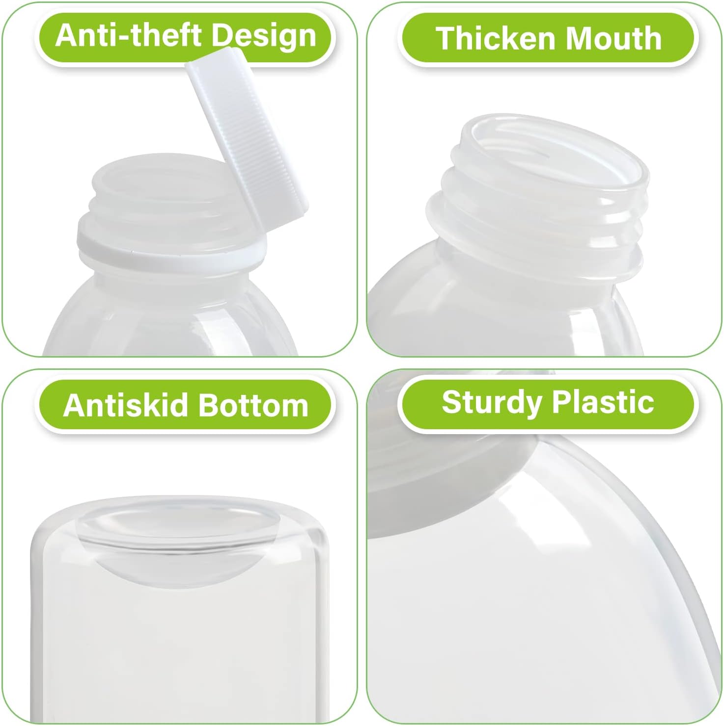 EONJOE Dishwasher Safe 16oz Plastic Bottles with Caps Reusable BPA Free PP5 Juice Milk Water Smoothie Bottle Heat-Resistant Refillable
