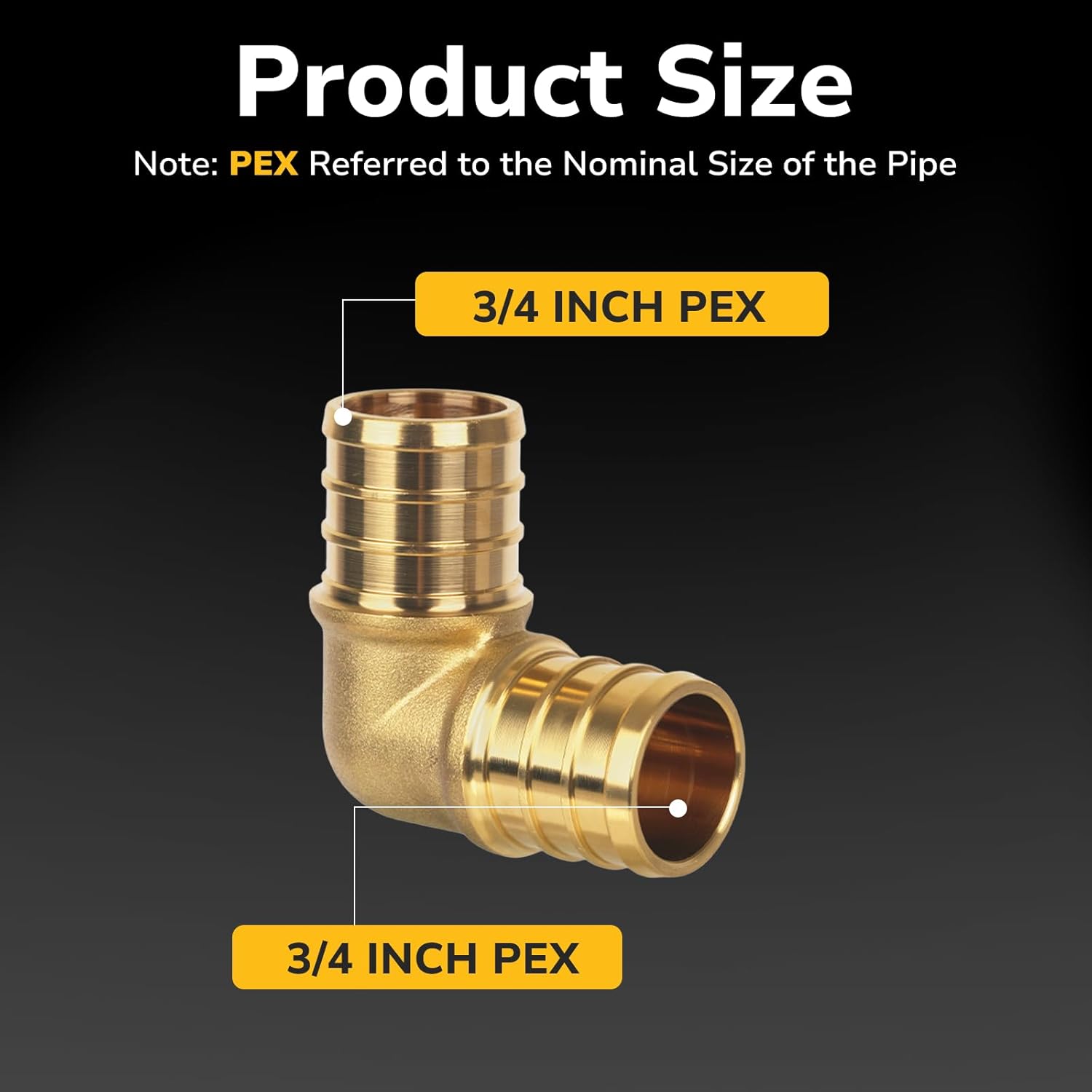 Pex Fittings, 3/4" Pex 90 Degree Elbow, Heavy-Duty Brass Crimp Fittings for PEX Pipes with Leak-Resistant Construction, NSF & UPC Certified, 5-Pack
