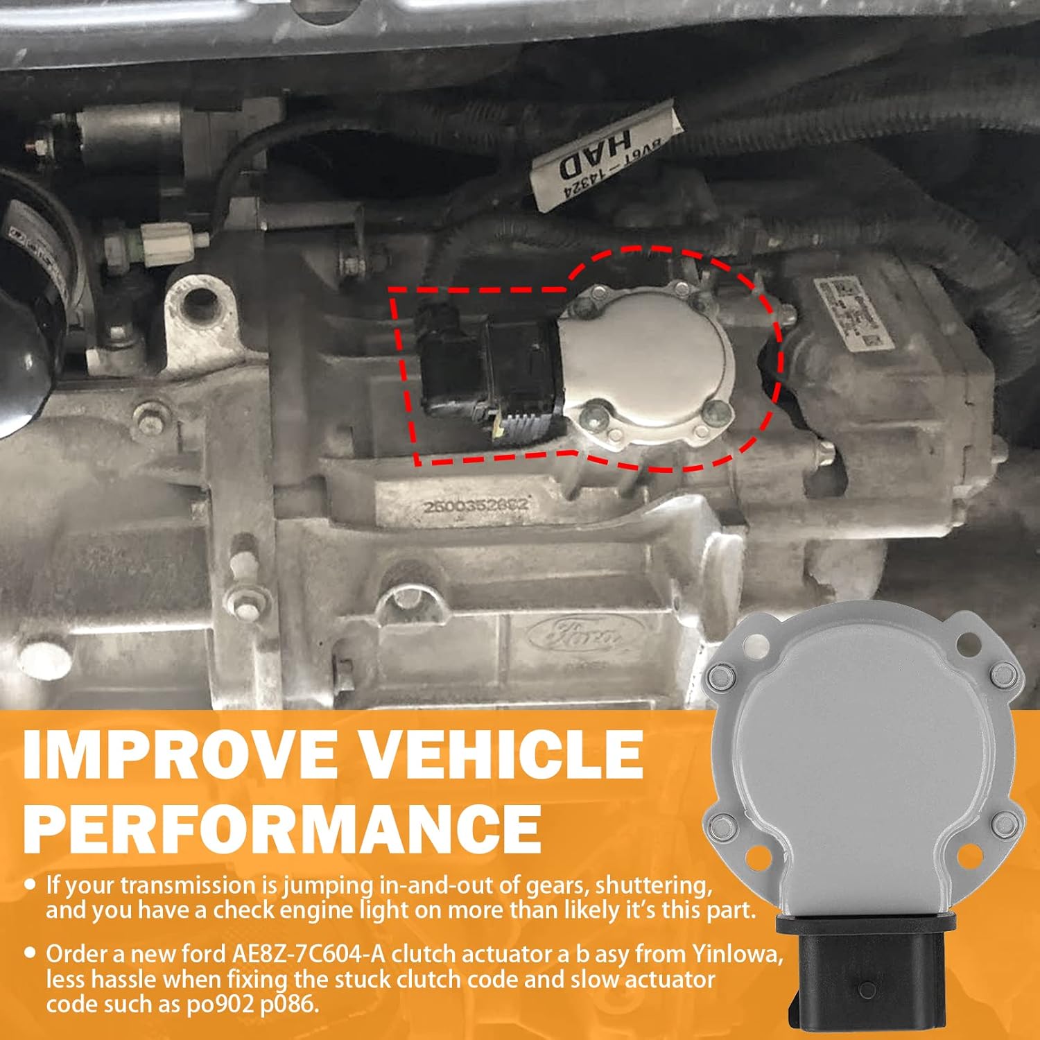 2PCS AE8Z-7C604-A Automatic Transmission Clutch Actuator A and B for 2012-2017 Ford Focus SE SEL, 11 12 13 14 15 16 17 Ford Fiesta Trans Clutch Actuator Replaces Ford AE8Z7C604A, AE8Z7C604