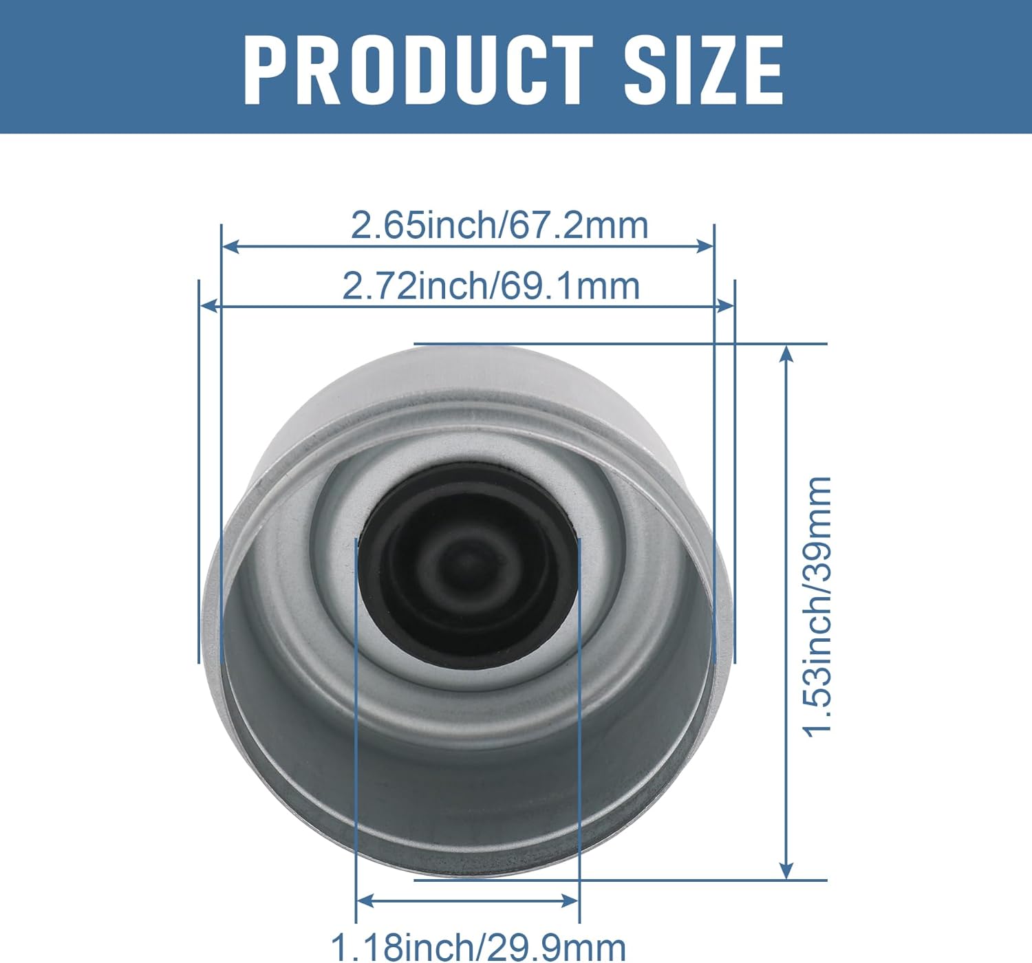 4pcs 2.72" Trailer Axle Wheel Hub and Bearing Dust Cap with Extra 4 Rubber Plugs for Most 7000-8000 lb Wheel Hubs Trailer Dexter EZ Lube Camper RV Bearing Dust Cap