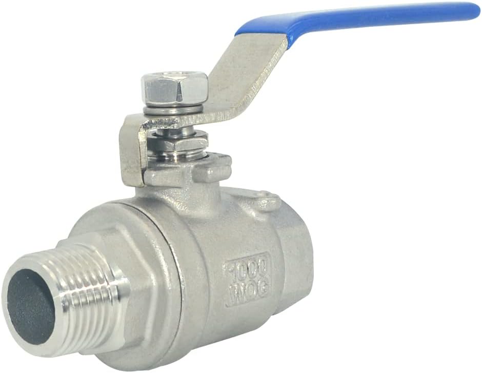 Full Port Ball Valve Male x Female S304 Stainless Steel Heavy Duty for Water, Oil, and Gas,1000WOG (1/2inch)