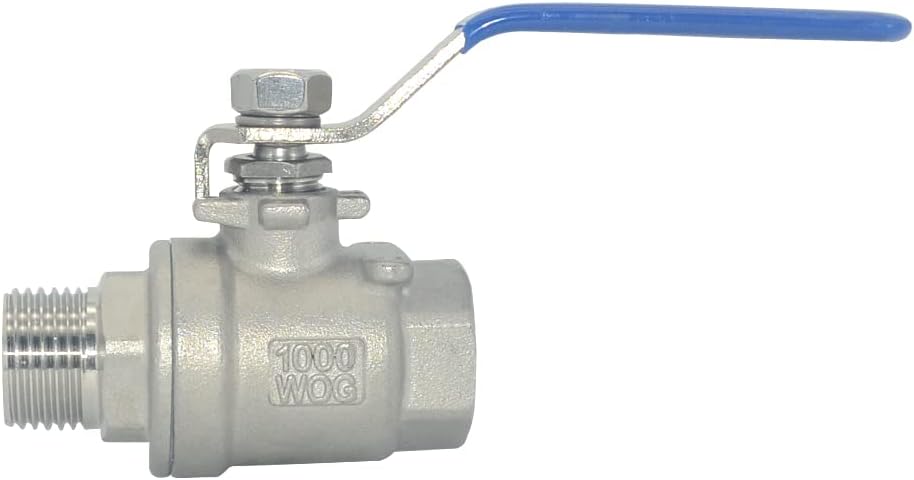 Full Port Ball Valve Male x Female S304 Stainless Steel Heavy Duty for Water, Oil, and Gas,1000WOG (1/2inch)