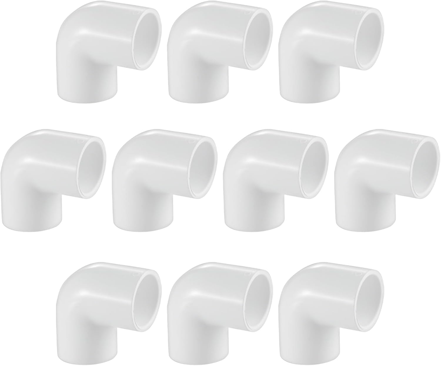 10 Pack 3/4" 90 Degree PVC Elbow Fittings, LESSO PVC Pipe Furniture Grade 2-Way Right Angle Connectors for DIY Shelves, Greenhouse, Sheds and Pipe Structures, SCH40 White