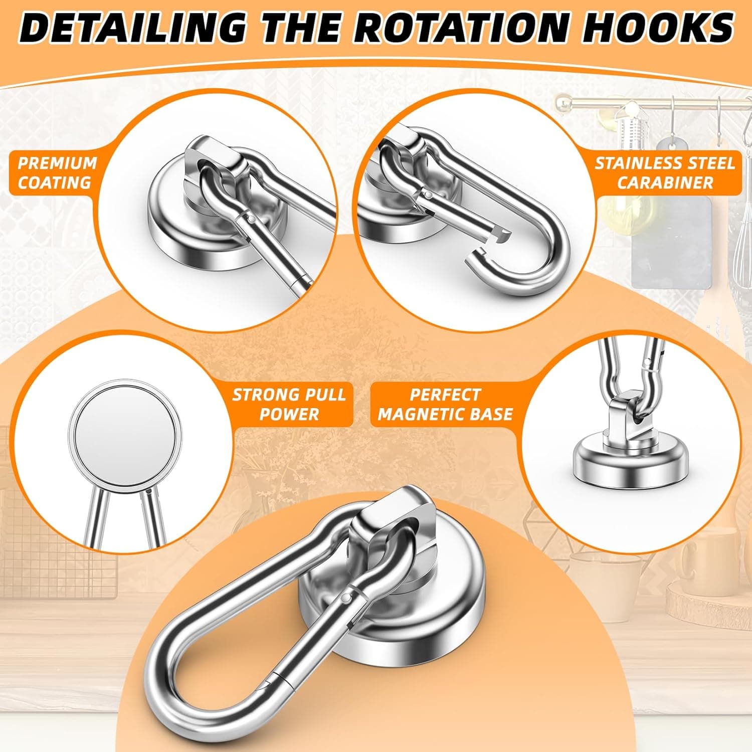 Magnetic Hooks Heavy Duty Neodymium 10 Pack 70LBS for Kitchen Home Warehouse School