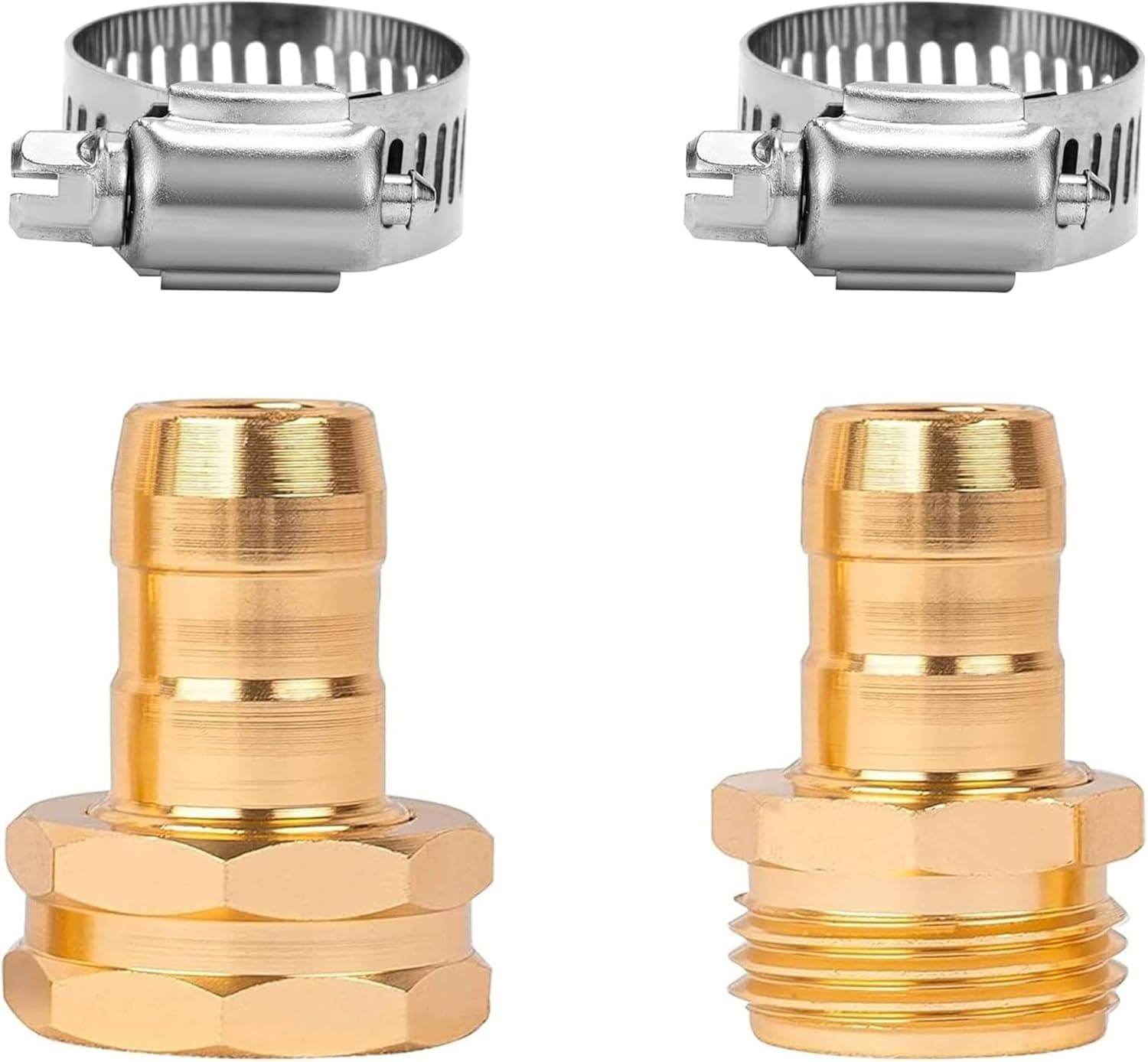 Garden Hose Repair Connector Set with Clamps for 3/4 or 5/8 Aluminum Hose Fittings 4 Sets