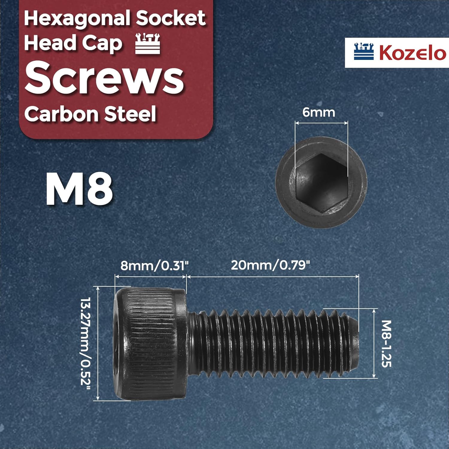40pcs Socket Head Cap Screws - [M8-1.25 x 20mm] Alloy Steel Black Oxide Grade 12.9 Internal Hex Screw for 3D Printer Furniture Industrial Use, Black