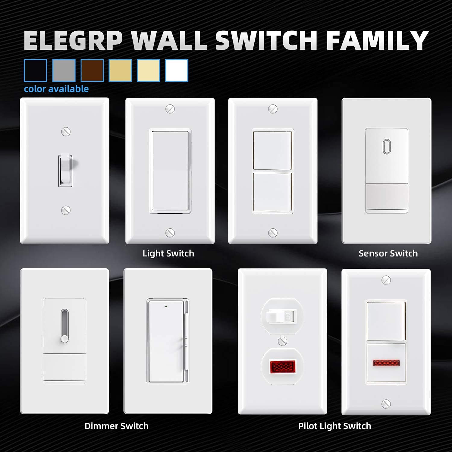 3 Way Toggle Light Switch Self-Grounding 15 Amp 120 V Glossy White