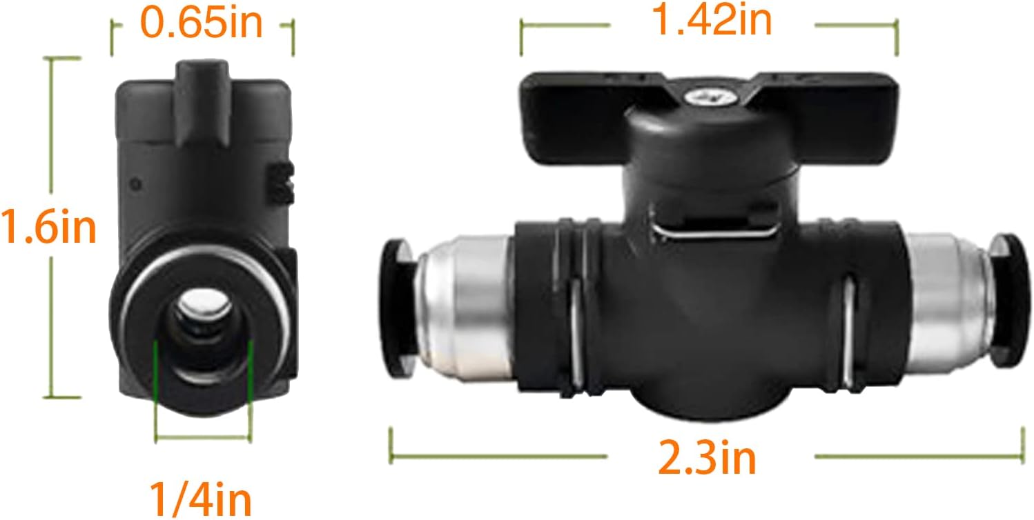1/4 Push Connect Valve Pneumatic Ball Valve 1/4 inch Tube Quick Connect Valve Straight Union Air Flow Control Valve Tube Fittings air compressor valve 3Pack