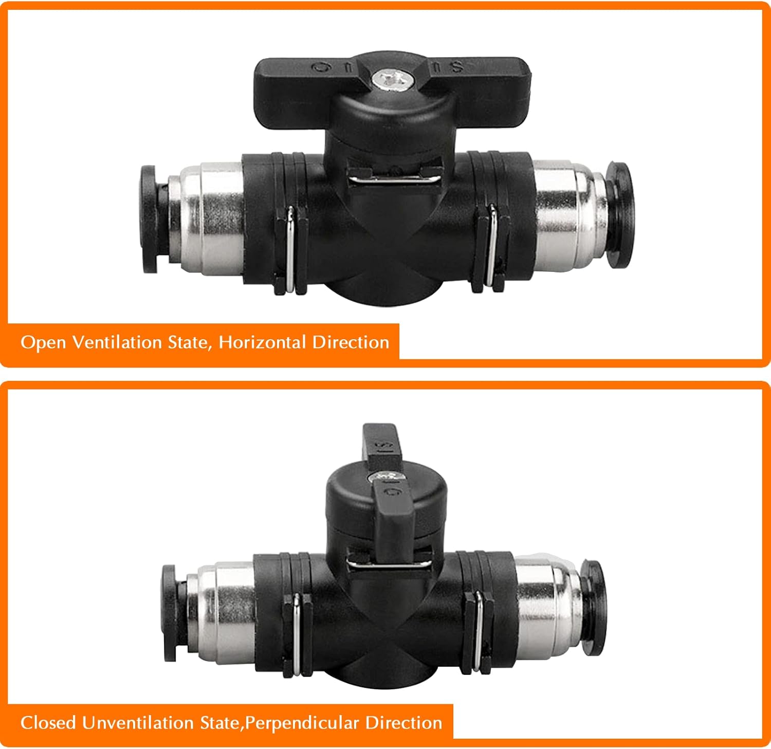 1/4 Push Connect Valve Pneumatic Ball Valve 1/4 inch Tube Quick Connect Valve Straight Union Air Flow Control Valve Tube Fittings air compressor valve 3Pack