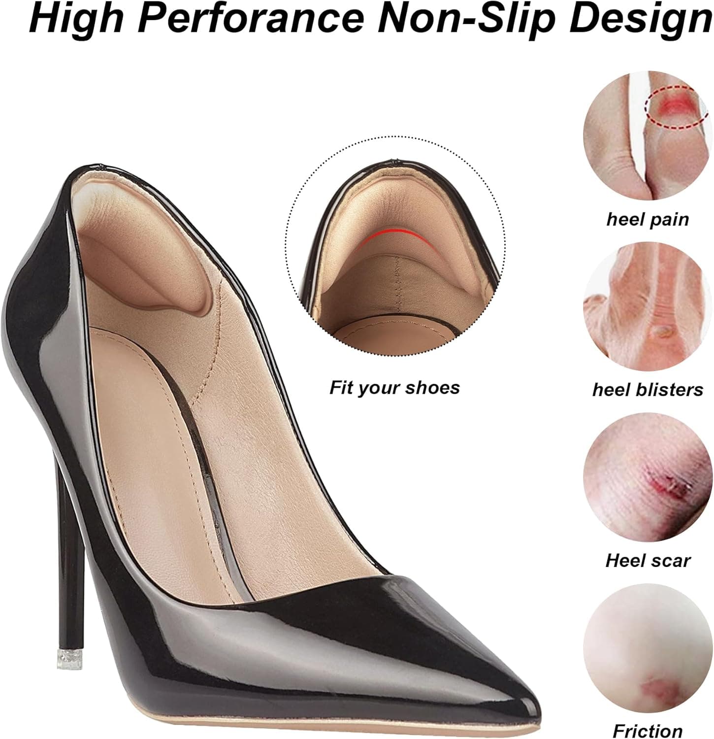 Foam Heel Pads Inserts Grips Back of Heel Cushions Protectors Liner Slip Pads Blisters Filler for Loose Shoe Multicolor