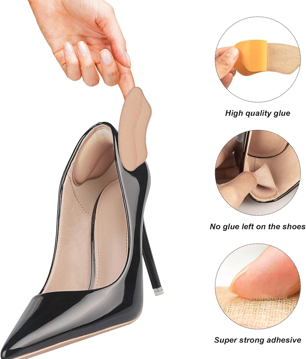 Foam Heel Pads Inserts Grips Back of Heel Cushions Protectors Liner Slip Pads Blisters Filler for Loose Shoe Multicolor