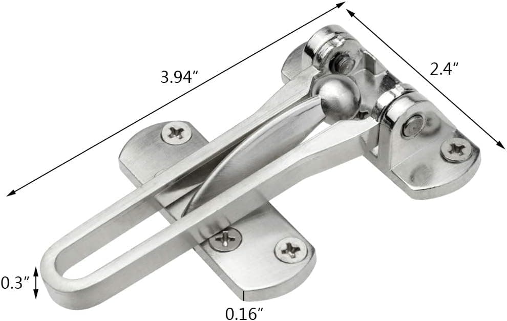 Security Door Lock 2 Pack Reinforcement Lock for Swing-in Doors Thicken Solid Aluminium Alloy Satin Nickel