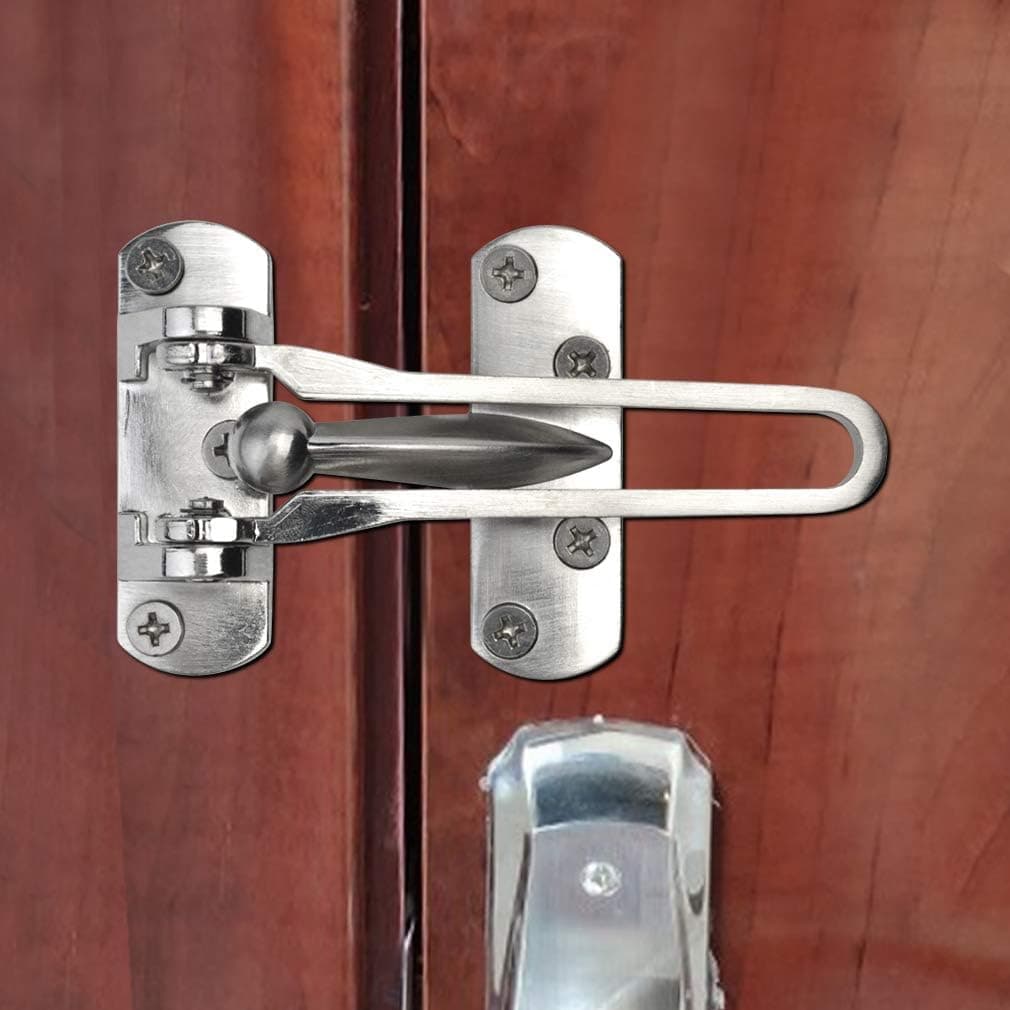 Security Door Lock 2 Pack Reinforcement Lock for Swing-in Doors Thicken Solid Aluminium Alloy Satin Nickel