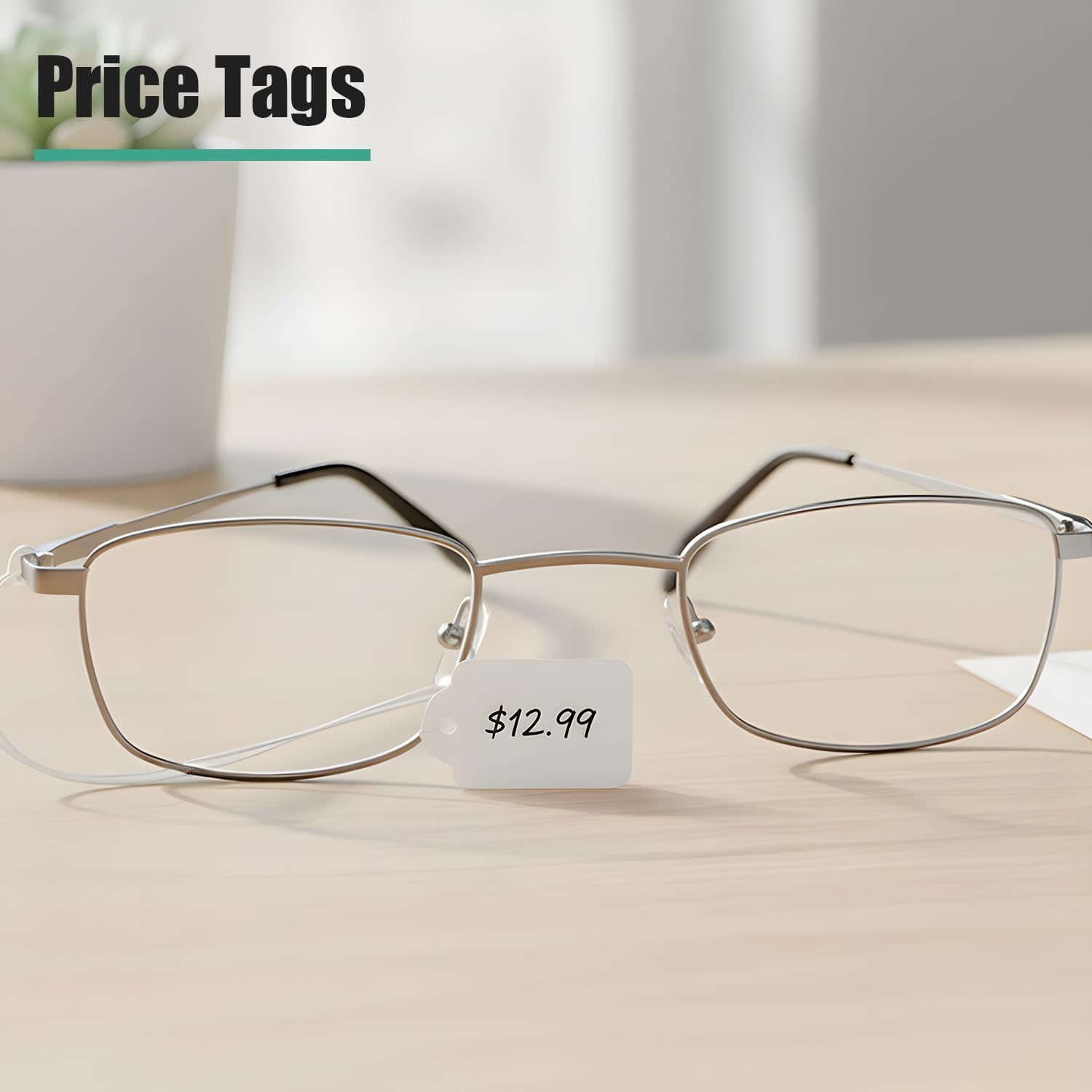 Price Tags with String Attached, 500pcs White Smooth Surface Marking Merchandise Strung Tag Writable Label Small Hang Tag for Pricing Gift Jewelry Clothing 1.375 x 0.875 inch