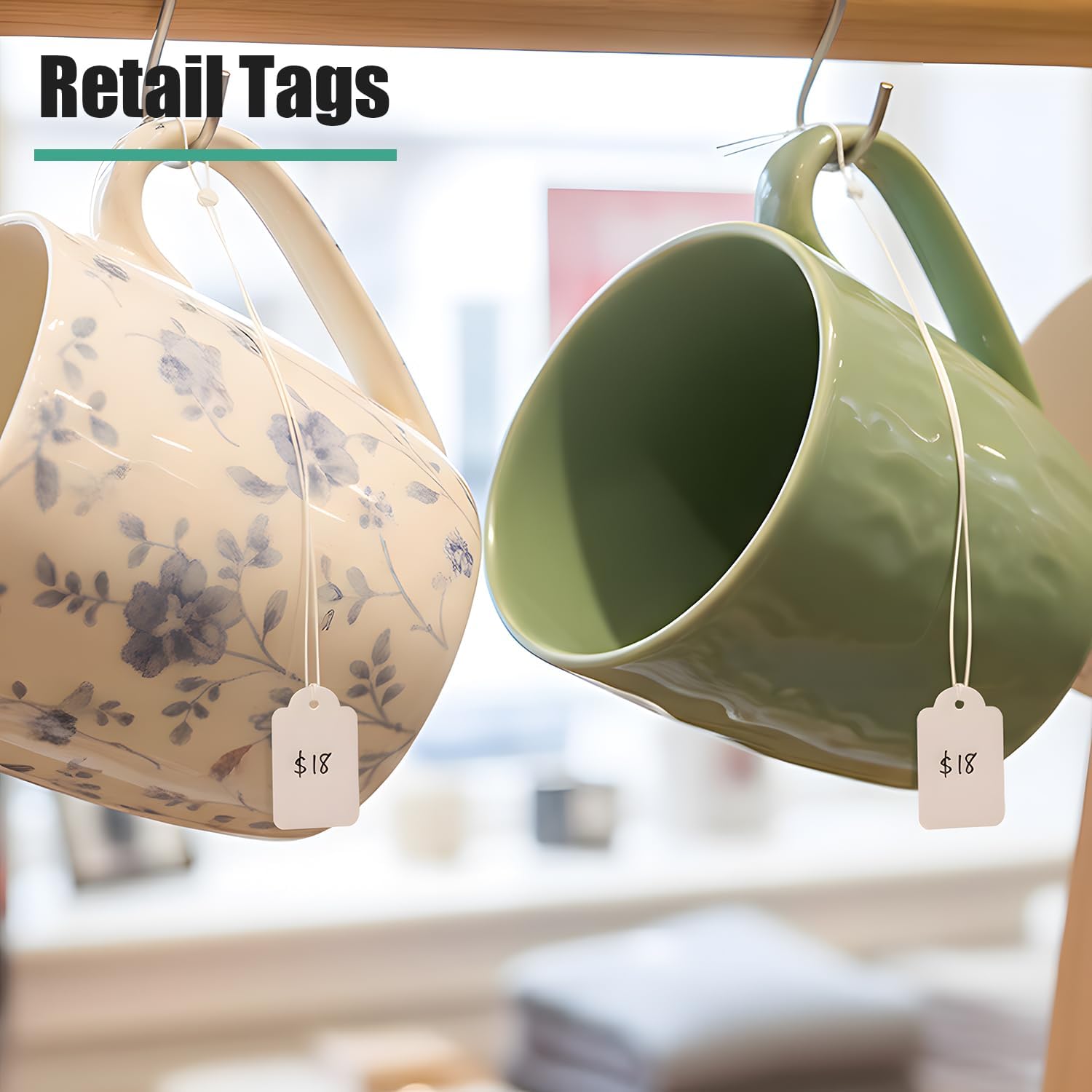 Price Tags with String Attached, 500pcs White Smooth Surface Marking Merchandise Strung Tag Writable Label Small Hang Tag for Pricing Gift Jewelry Clothing 1.375 x 0.875 inch