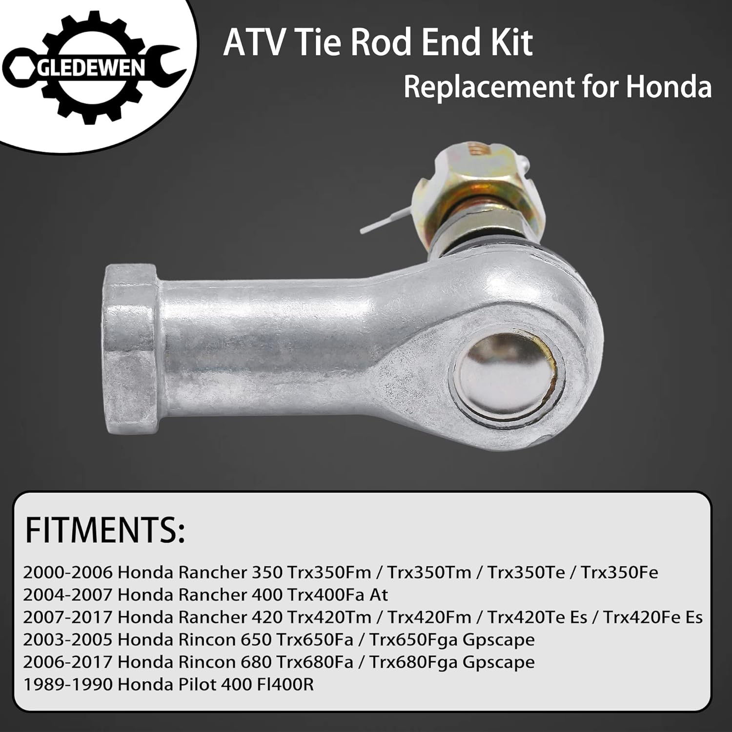 Tie Rod End Kit, Ball Joint, Compatible With 2000-2017 Honda Rancher 350/400 / 420 | 03-17 Honda Rincon 650/680 | 1989 1990 Honda pilot 400, Driver Left & Passenger Right Side, 2 Sets