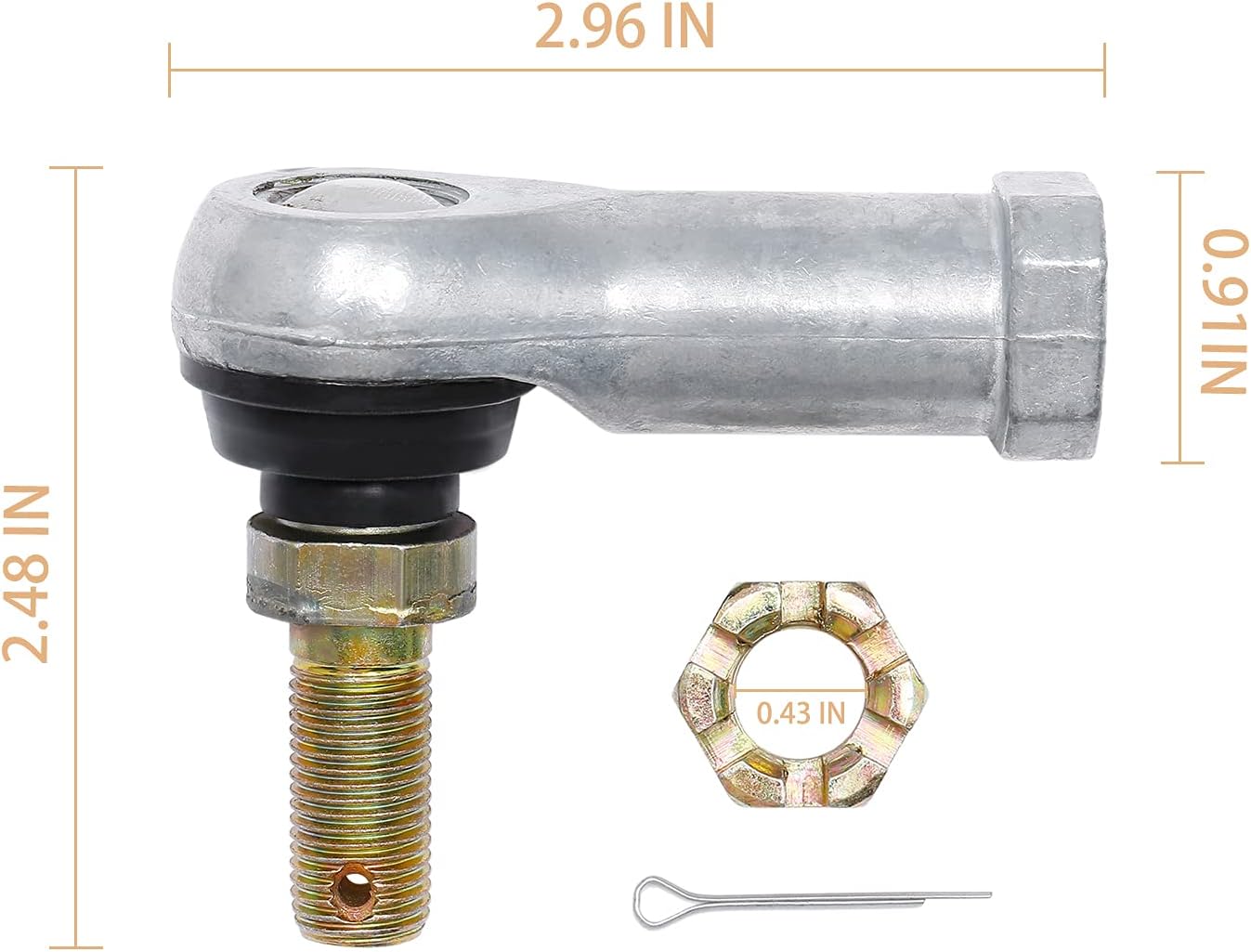 Tie Rod End Kit, Ball Joint, Compatible With 2000-2017 Honda Rancher 350/400 / 420 | 03-17 Honda Rincon 650/680 | 1989 1990 Honda pilot 400, Driver Left & Passenger Right Side, 2 Sets