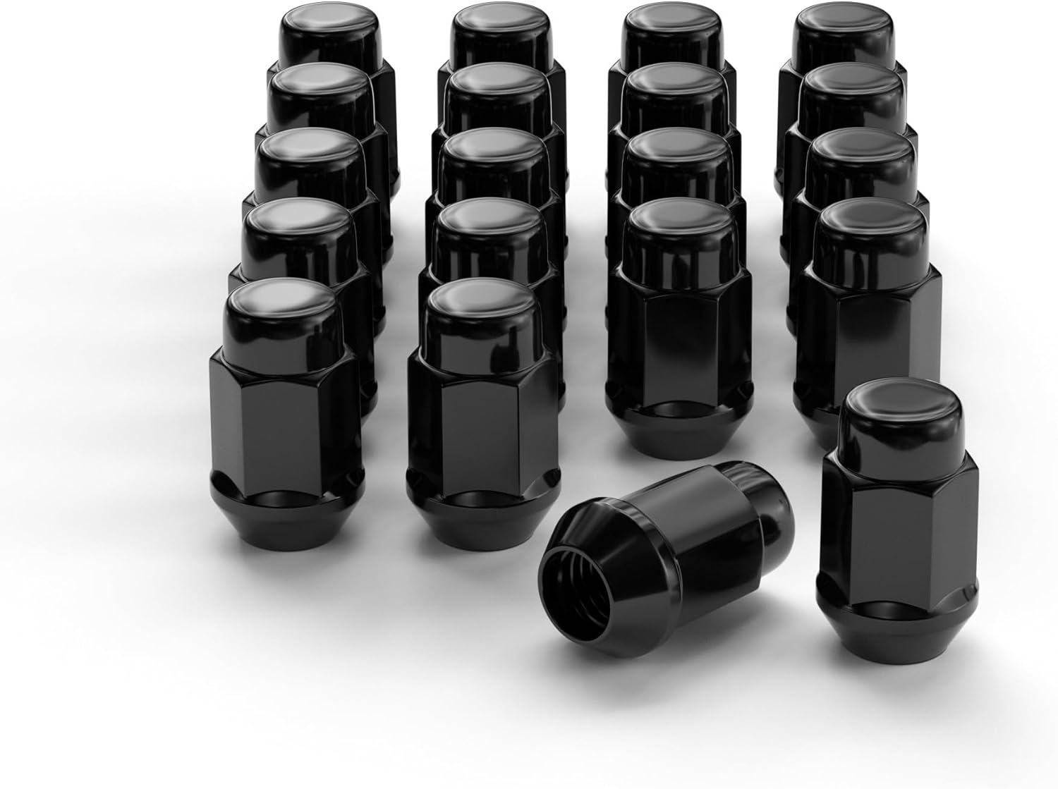 12x1.5 Wheel Lug Nuts, 20PCS Black 12mmx1.5 Closed End Bulge Acorn Lug Nut, Cone Seat, 19mm Hex Aftermarket Wheels