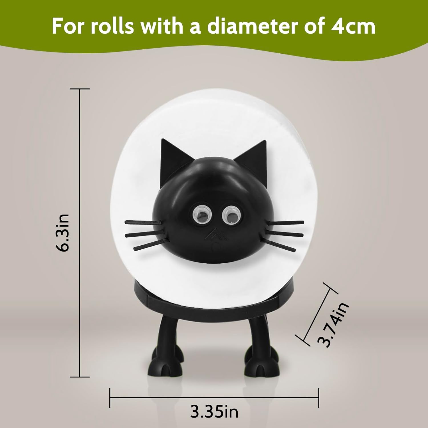 Cat Toilet Roll Holder: Tissue Paper Storage Stand - 3D Printed Black Loo Holder Bathroom Set for Shelf Housewarming Gift Decor (Cat-1Pcs) Cat-1pcs