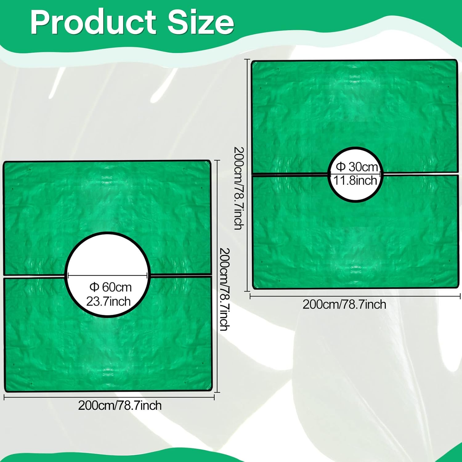 2 Set Landscape Pruning Tarp 78.7"x78.7" Waterproof Bush Trimming with Hole Shrub Catcher Four Corner Buckles for Leaf Collection Garden Tree Accessories