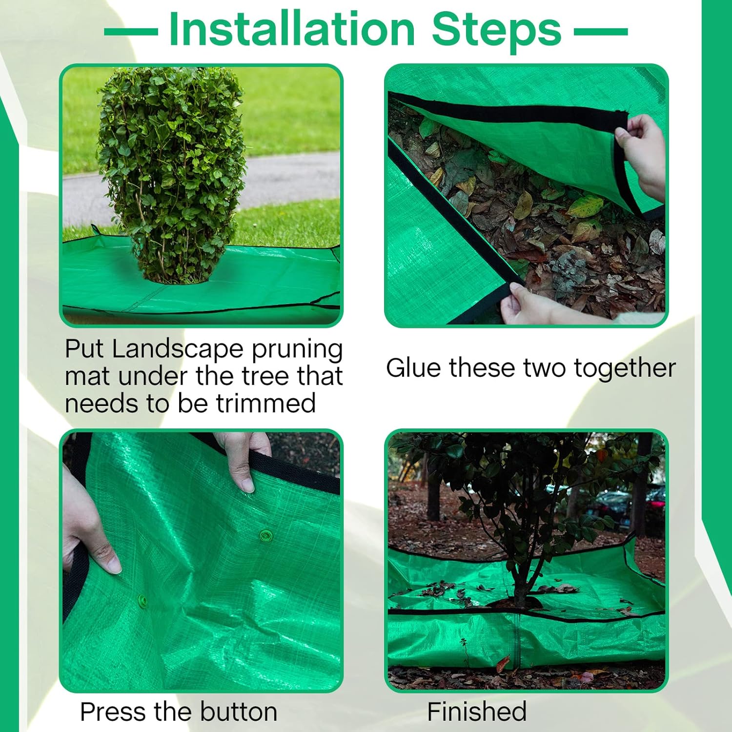 2 Set Landscape Pruning Tarp 78.7"x78.7" Waterproof Bush Trimming with Hole Shrub Catcher Four Corner Buckles for Leaf Collection Garden Tree Accessories