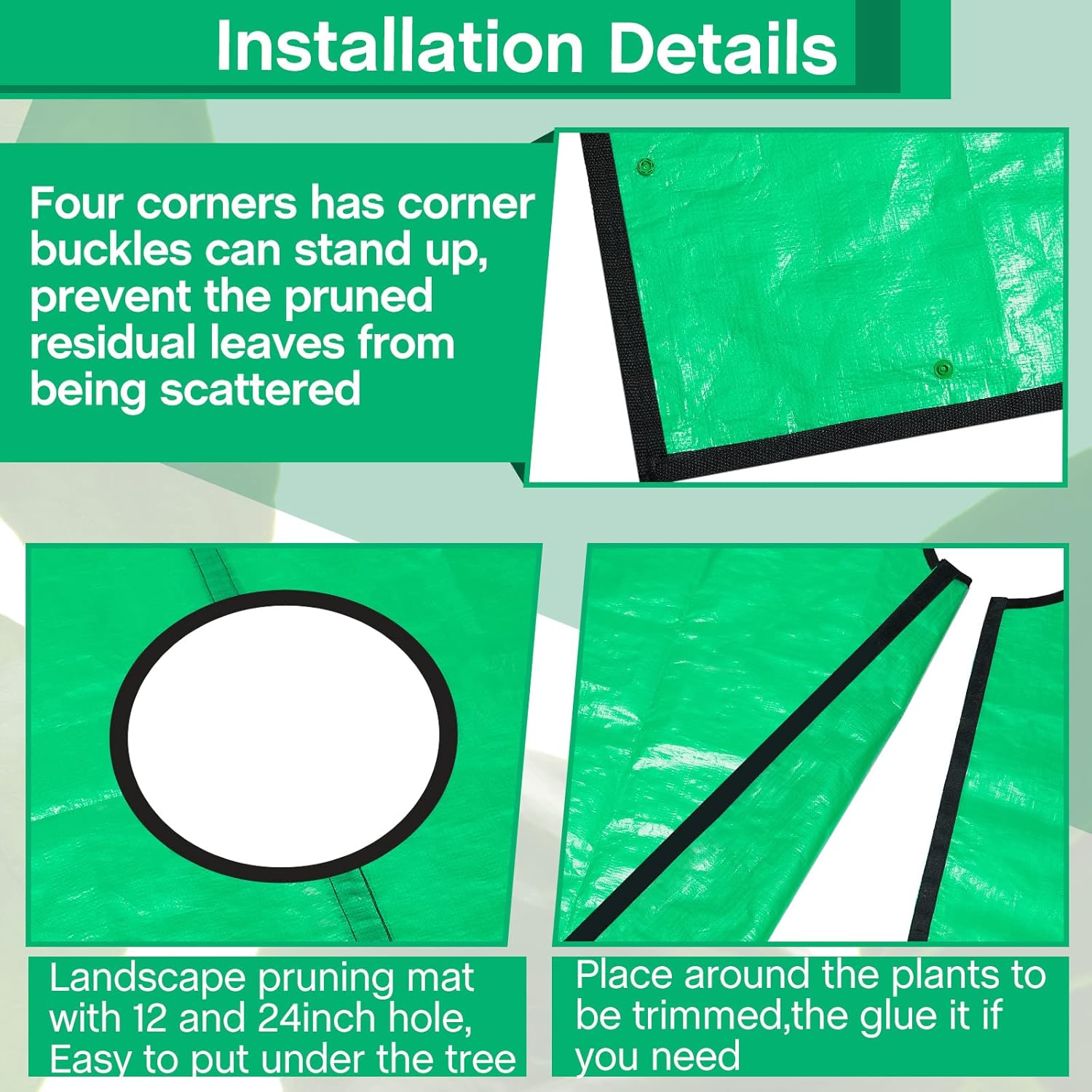 2 Set Landscape Pruning Tarp 78.7"x78.7" Waterproof Bush Trimming with Hole Shrub Catcher Four Corner Buckles for Leaf Collection Garden Tree Accessories