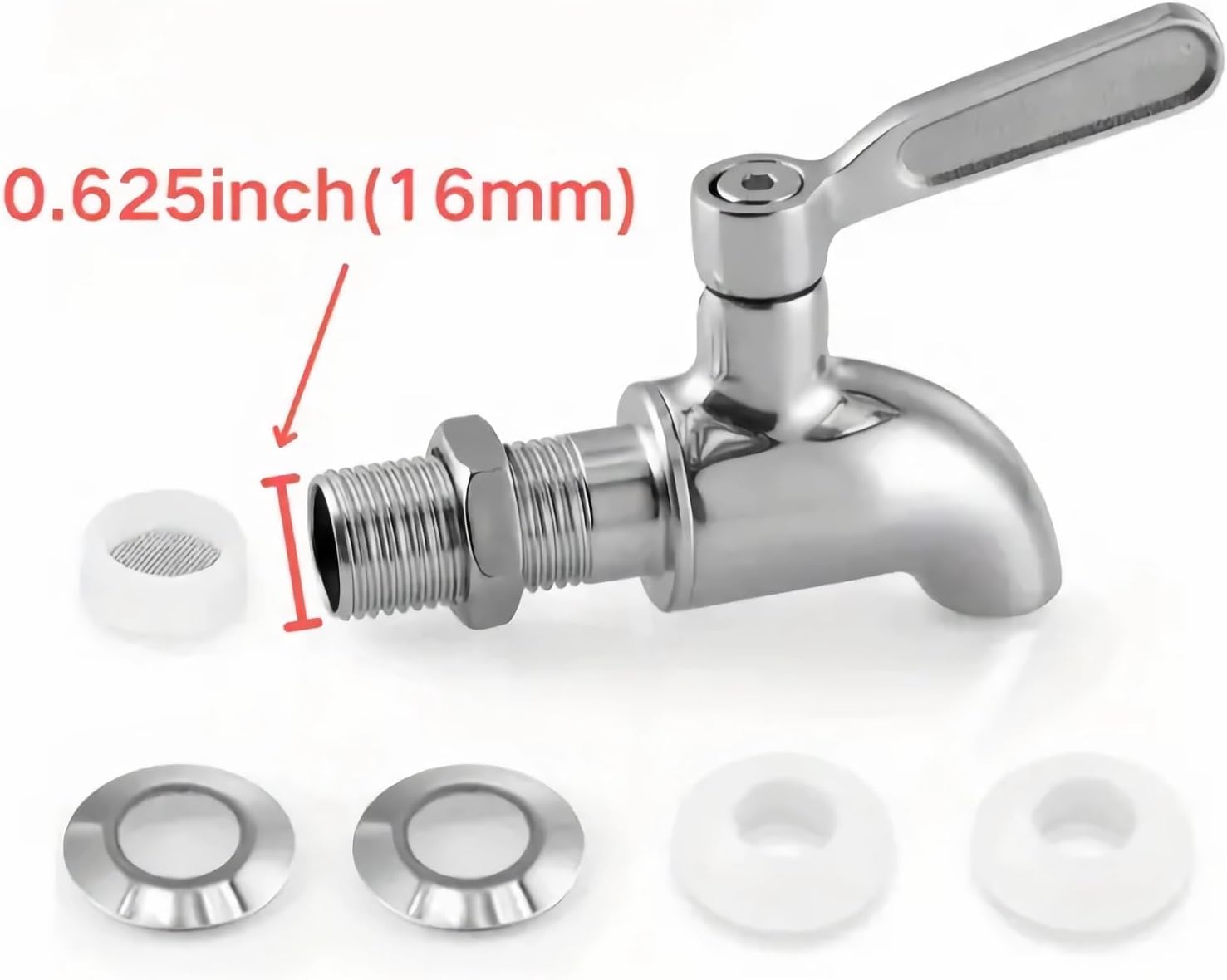 Stainless Steel Beverage Jar Dispenser Replacement Spigot Faucet, For Dispensers - Durable Outdoor Water Faucet Sun Tea Jars, Perfect Parties & Camping 16mm（5/8 inch）