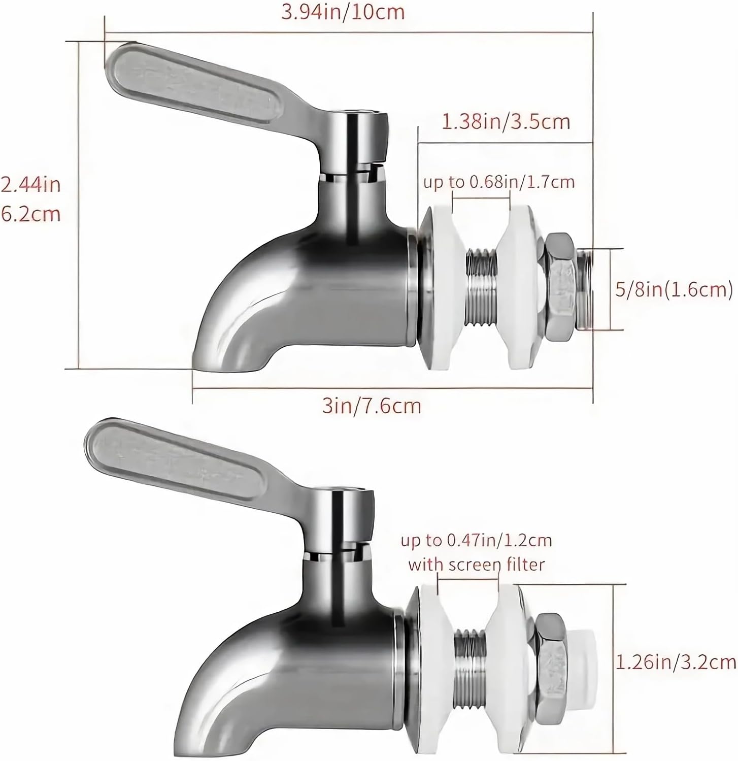 Stainless Steel Beverage Jar Dispenser Replacement Spigot Faucet, For Dispensers - Durable Outdoor Water Faucet Sun Tea Jars, Perfect Parties & Camping 16mm（5/8 inch）