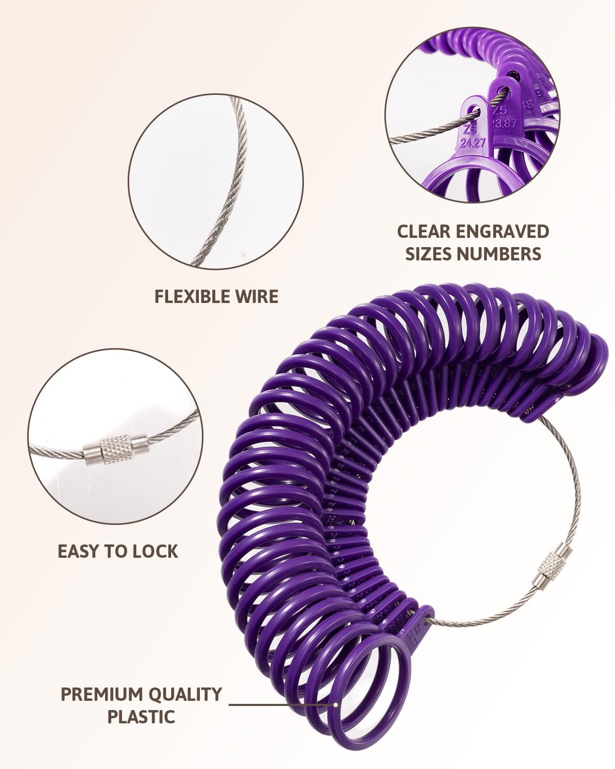 Petluno Ring Sizer Australia, A-Z Measurement Tool Australian Sizes, Finger Size Measure, with Clear Scale, Easy to Use, Gauge for Women, Men (Plastic Set) Plastic Set