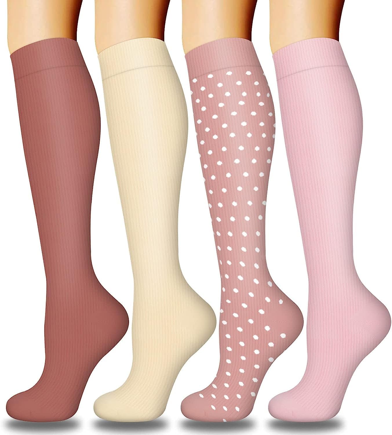 Petluno 4 Pairs Compression Socks For Women & Men - Best Circulation Support for Athletic Running, Cycling, Travel - Set-06 S-M