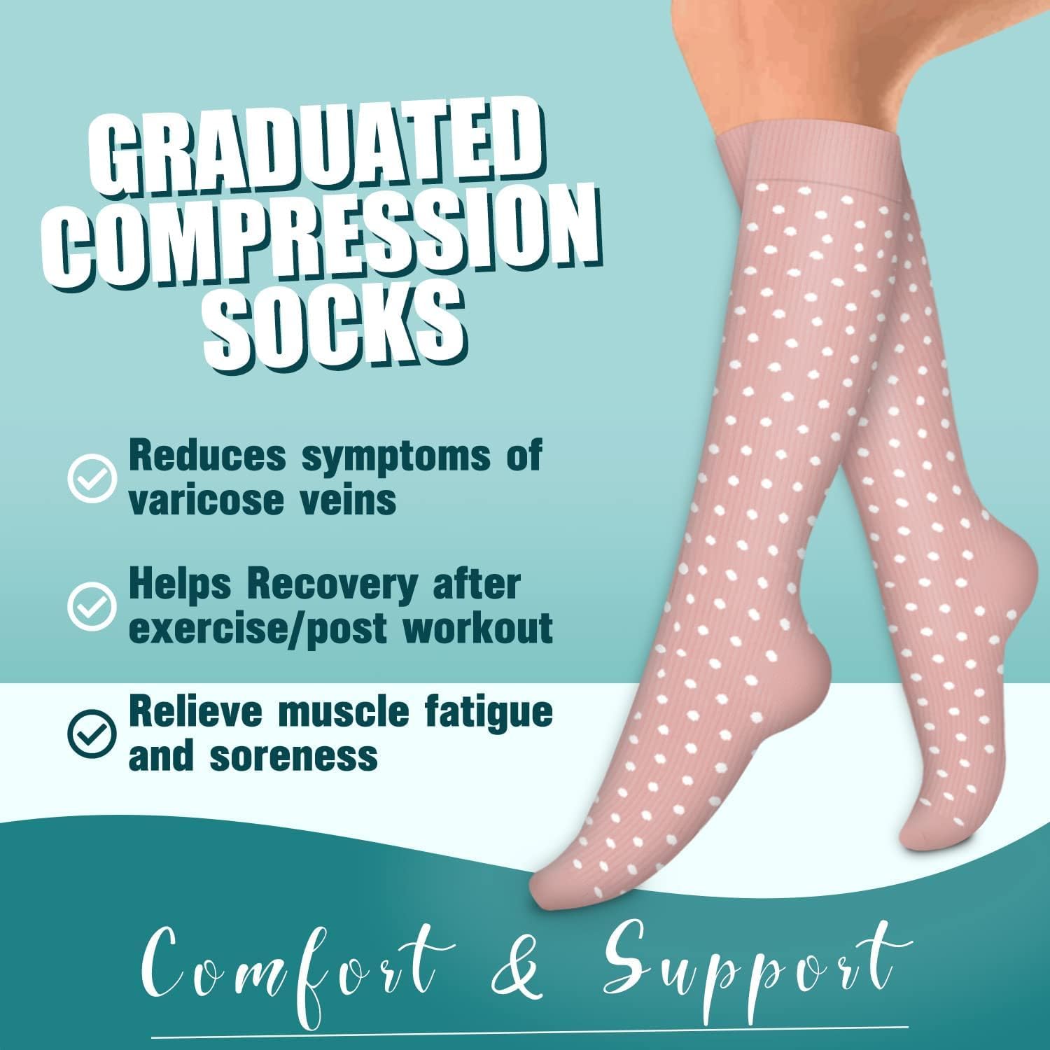 Petluno 4 Pairs Compression Socks For Women & Men - Best Circulation Support for Athletic Running, Cycling, Travel - Set-06 S-M