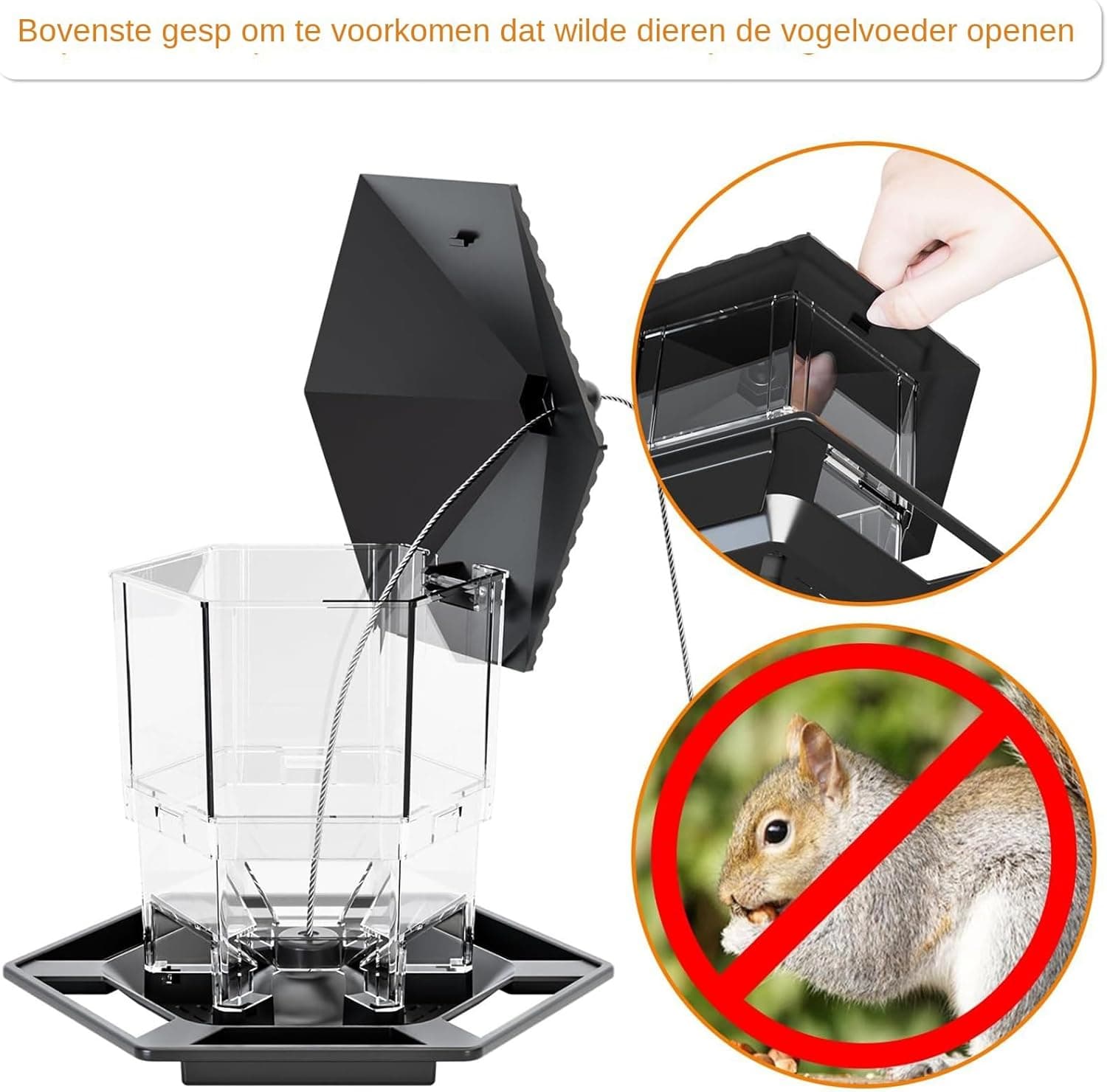 Bird Feeder Squirrel-Proof Refillable Feeding Station Outdoor Garden Wildlife Black