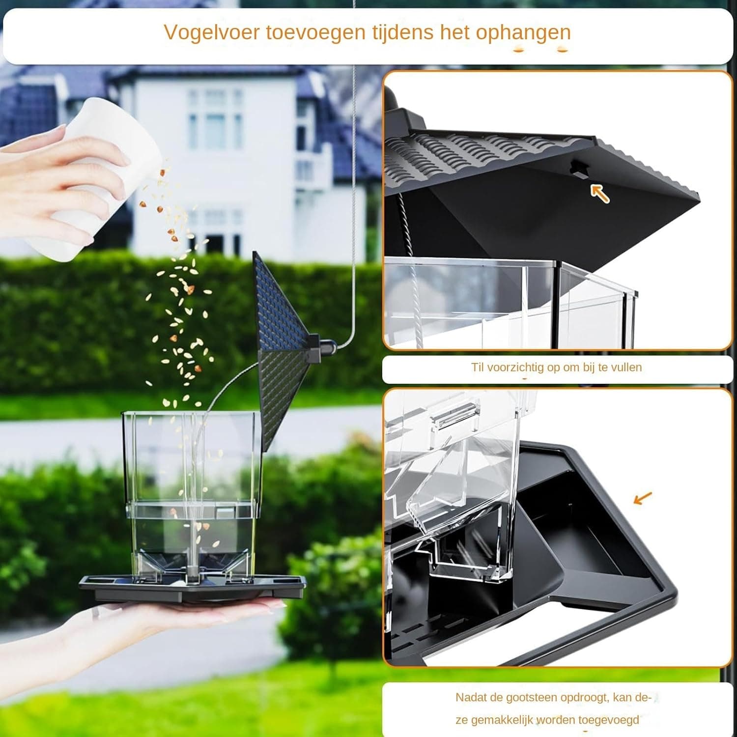 Bird Feeder Squirrel-Proof Refillable Feeding Station Outdoor Garden Wildlife Black