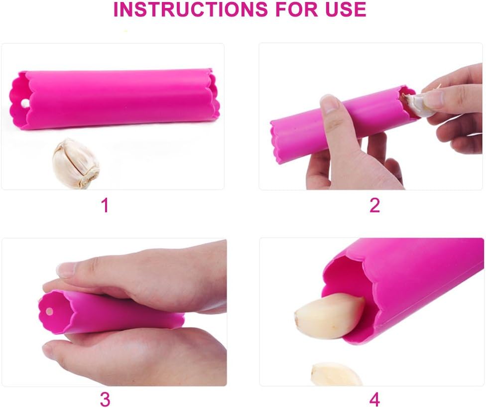Garlic Peeler, Silicone Garlic Roller Peeling Tube Tool for Useful Kitchen Tools, 3PCS Random Color