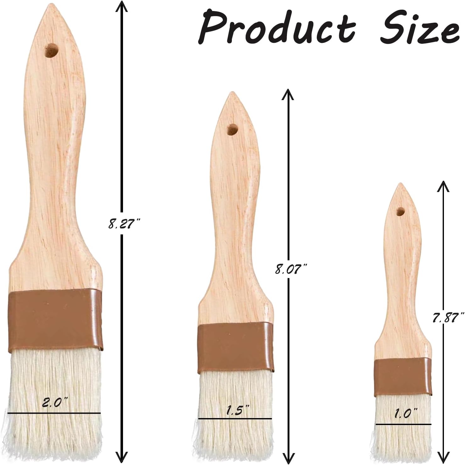 Pastry Brush for Baking Cooking Kitchen, Hardwood Handle Basting Brush for Spreading Oil BBQ Grilling Sauce Baster Marinade