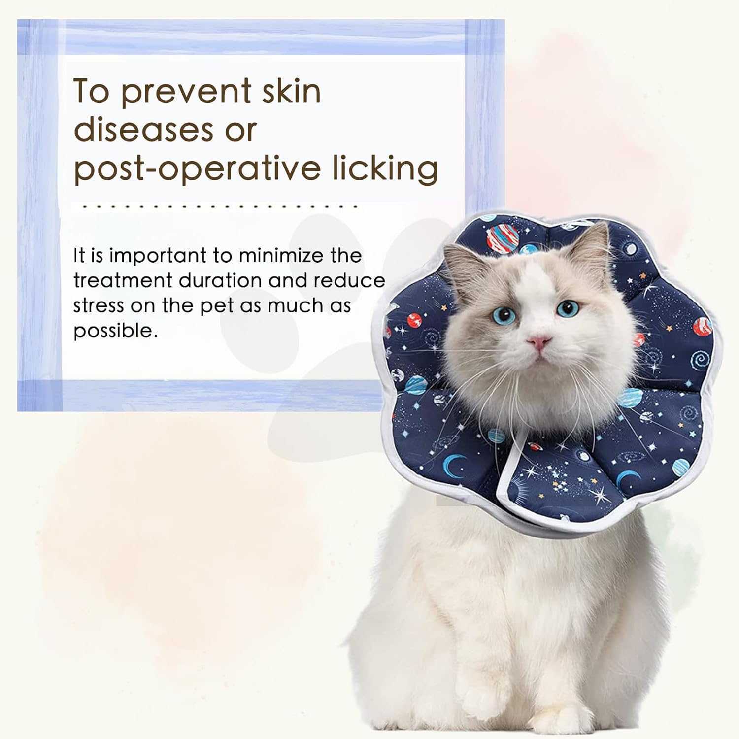 Soft Cat Recovery Collar,Adjustable Cat Cone,Cat Protective Cone Collar After Surgery,for Cats (Starry Sky, M)