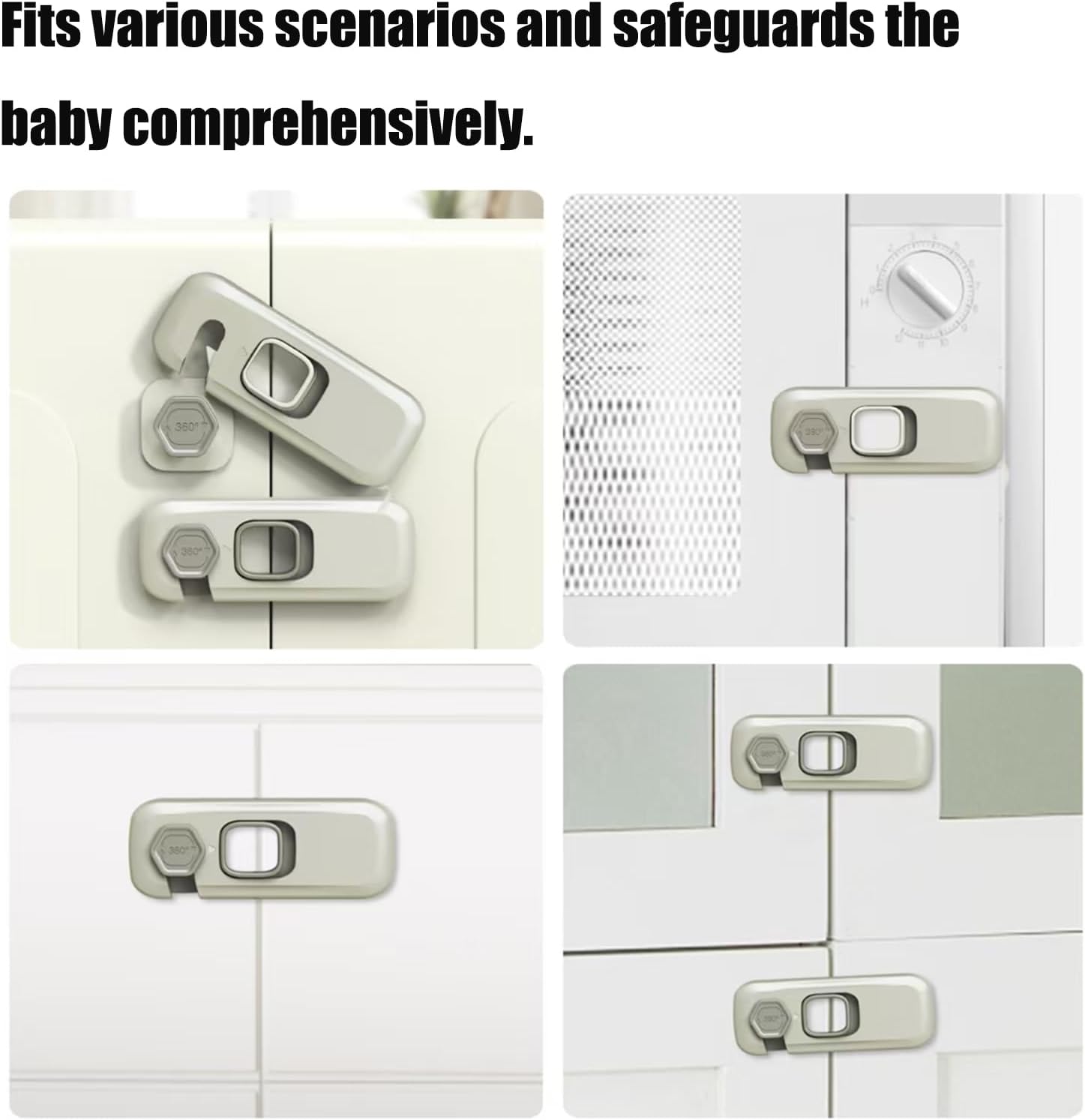 5 Pack Fridge Locks Child Safey, Child Freezer Lock, Baby Fridge Door Latches with Adhesive, Child Locks for Cabinets, Cupboard, Ovens