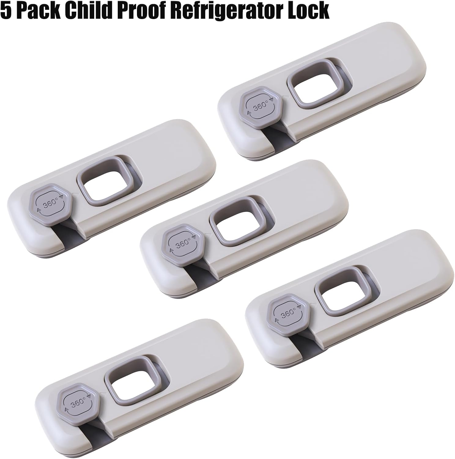 5 Pack Fridge Locks Child Safey, Child Freezer Lock, Baby Fridge Door Latches with Adhesive, Child Locks for Cabinets, Cupboard, Ovens