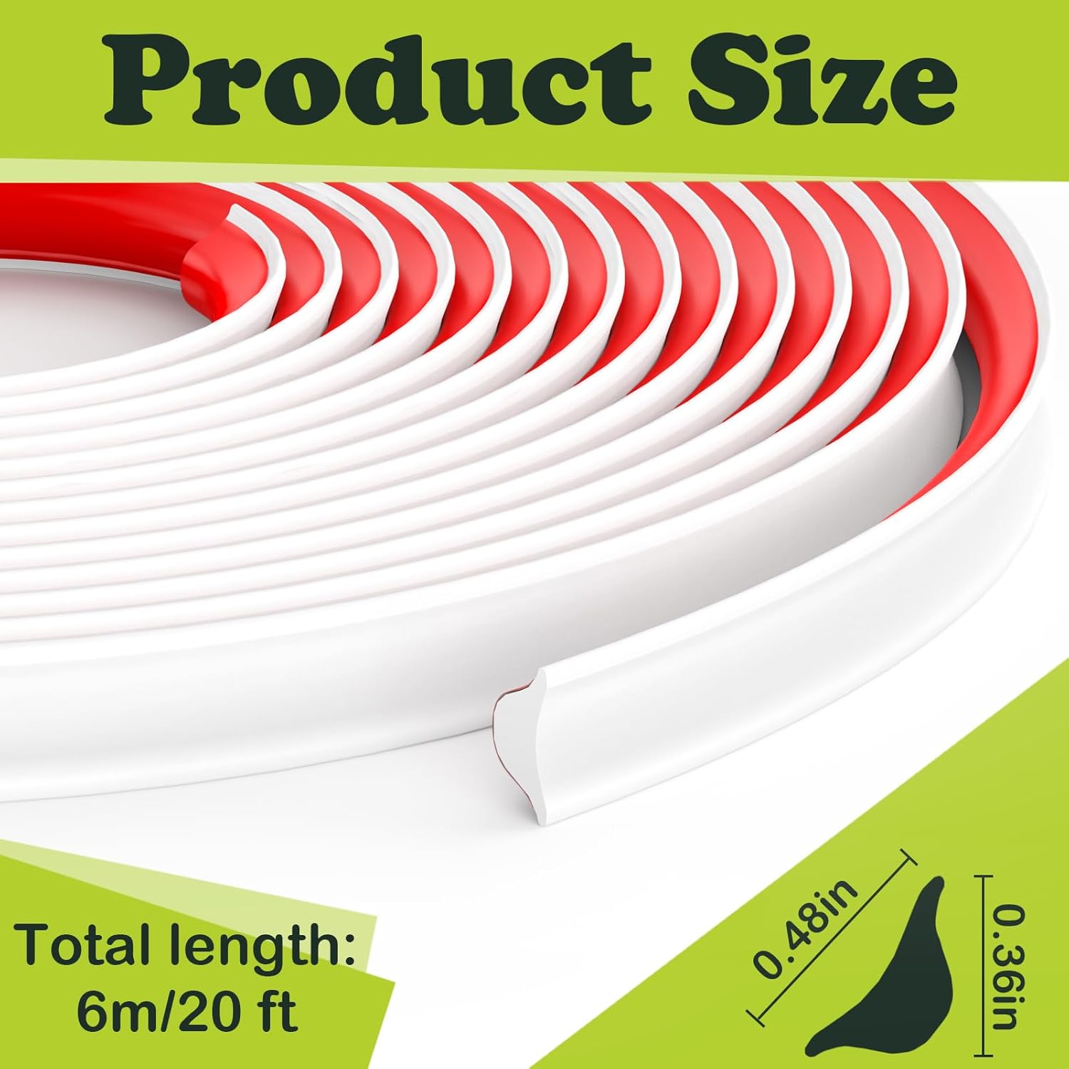 TPE Flexible Molding Trim, 6M Peel and Stick Moulding, Self-Adhesive Caulk Strip Quarter Round Trim,Baseboard Trim for Wall Corner Deco, Ceiling, Backsplash Tile Edge, Countertops(White,12 * 9MM)