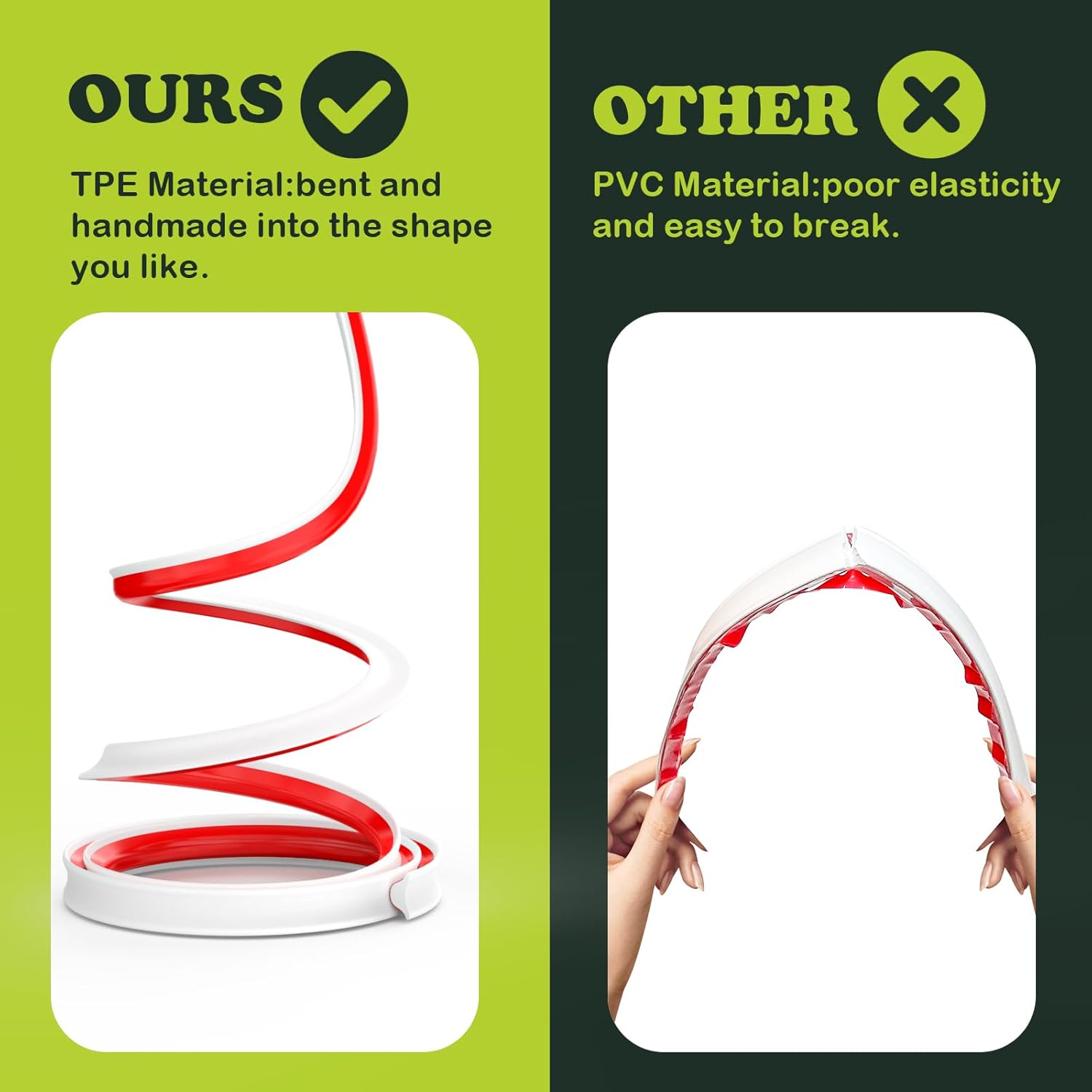 TPE Flexible Molding Trim, 6M Peel and Stick Moulding, Self-Adhesive Caulk Strip Quarter Round Trim,Baseboard Trim for Wall Corner Deco, Ceiling, Backsplash Tile Edge, Countertops(White,12 * 9MM)