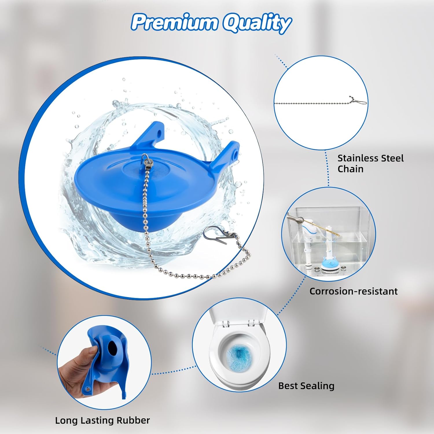 2 pcs Toilet Flapper Replacement, Compatible with Lowes AquaSouce Original 3" Flapper Replacement for 1.28 GPF Toilets (98923, 312795, 352027, 395280, 12293)-Water Saving, Easy to Install