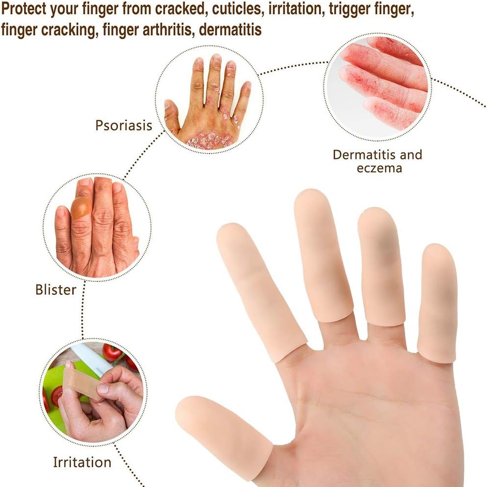 20 Pack Gel Finger Cots, Finger Protector Support New Material Finger Gloves, Finger Cots to Protect Crack, Peel Finger and Other Finger Pain
