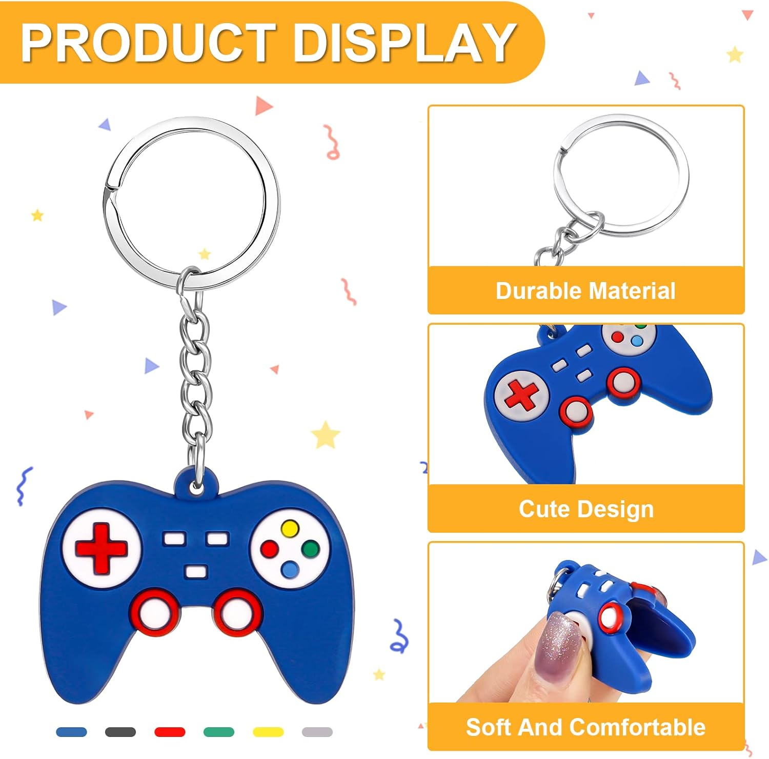 12 Pieces Game Controller Keychain for Loot Bag Video Gaming Keychain Pendant Charms for Party Favors Goodie Bag Fillers Birthday Party Favors for Kids Boys