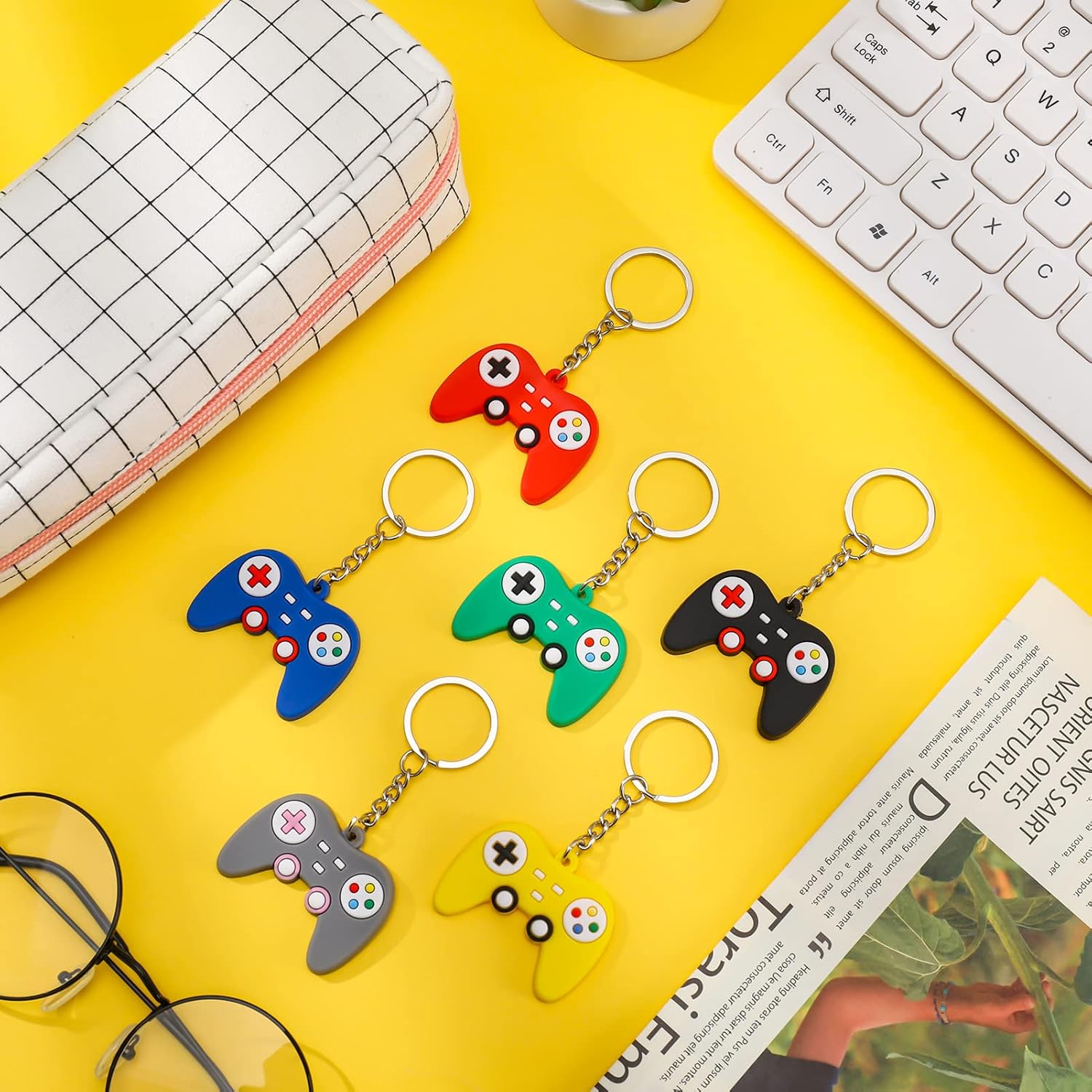 12 Pieces Game Controller Keychain for Loot Bag Video Gaming Keychain Pendant Charms for Party Favors Goodie Bag Fillers Birthday Party Favors for Kids Boys
