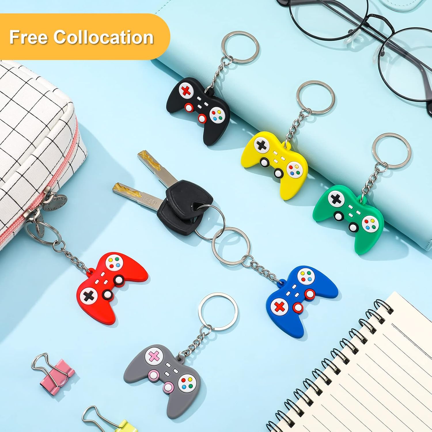 12 Pieces Game Controller Keychain for Loot Bag Video Gaming Keychain Pendant Charms for Party Favors Goodie Bag Fillers Birthday Party Favors for Kids Boys